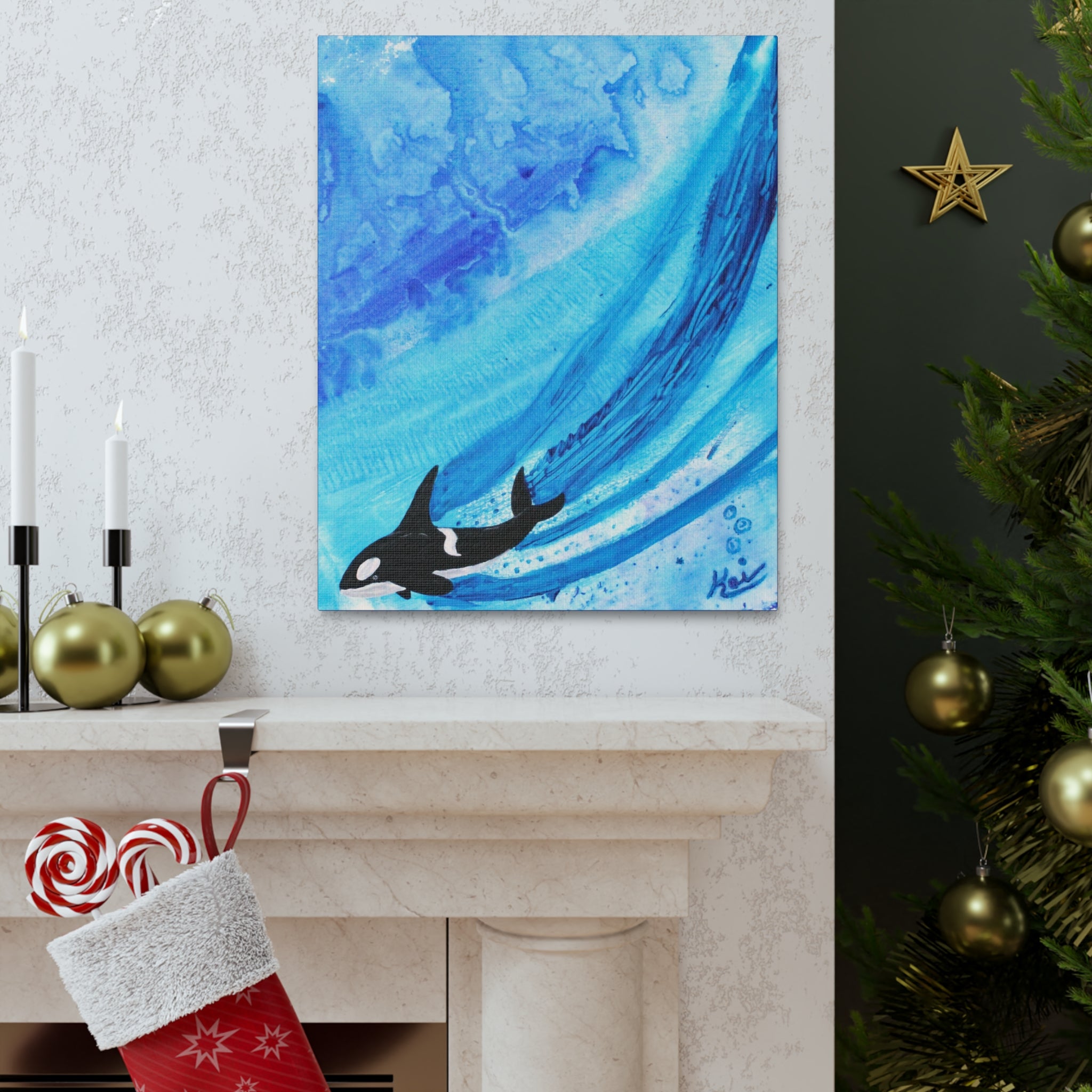 "Orca" By Kai Gentile Reproduced On Gallery Wrapped Canvas