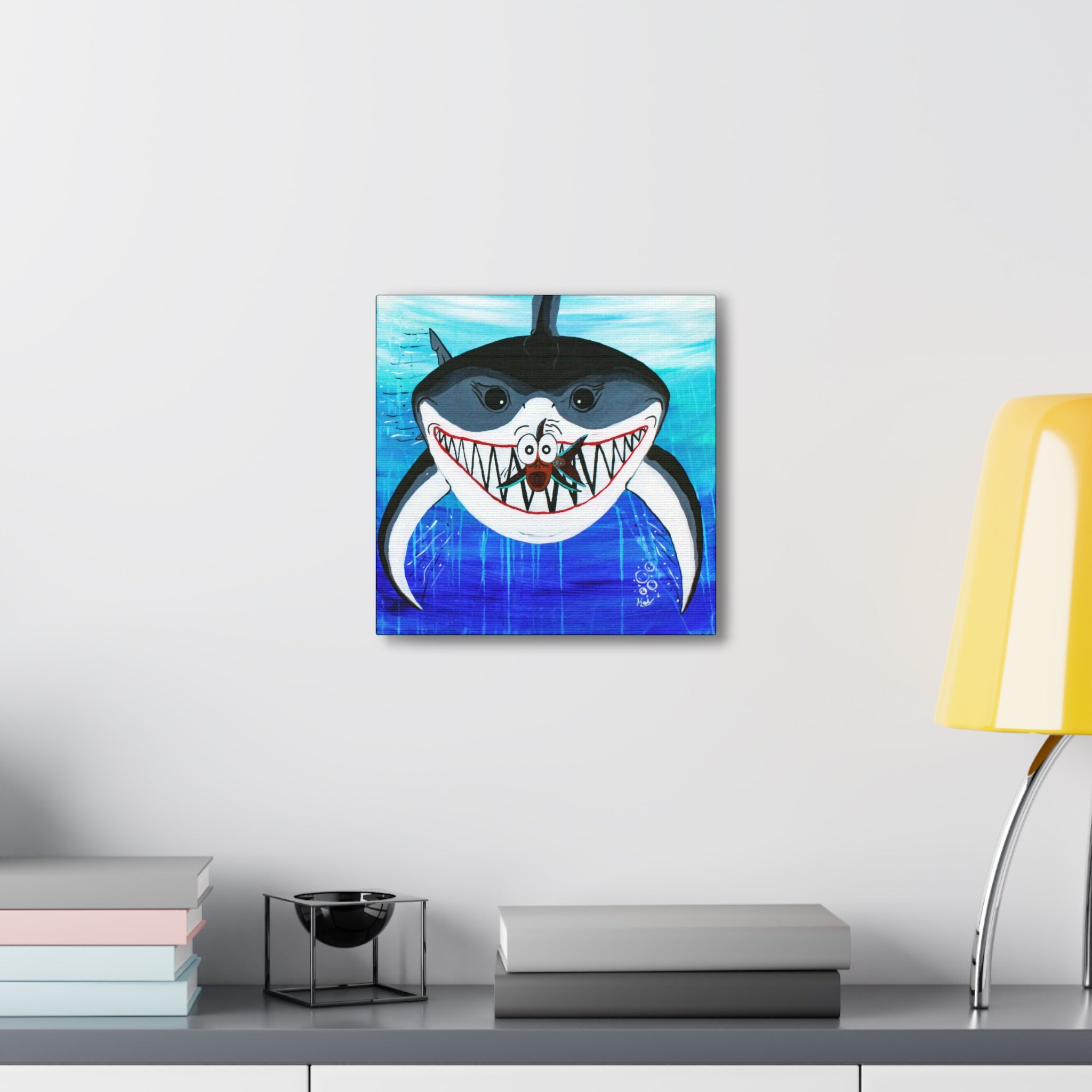 "Shark & Little Fishy" By Kai Gentile Reproduced On Gallery Wrapped Canvas