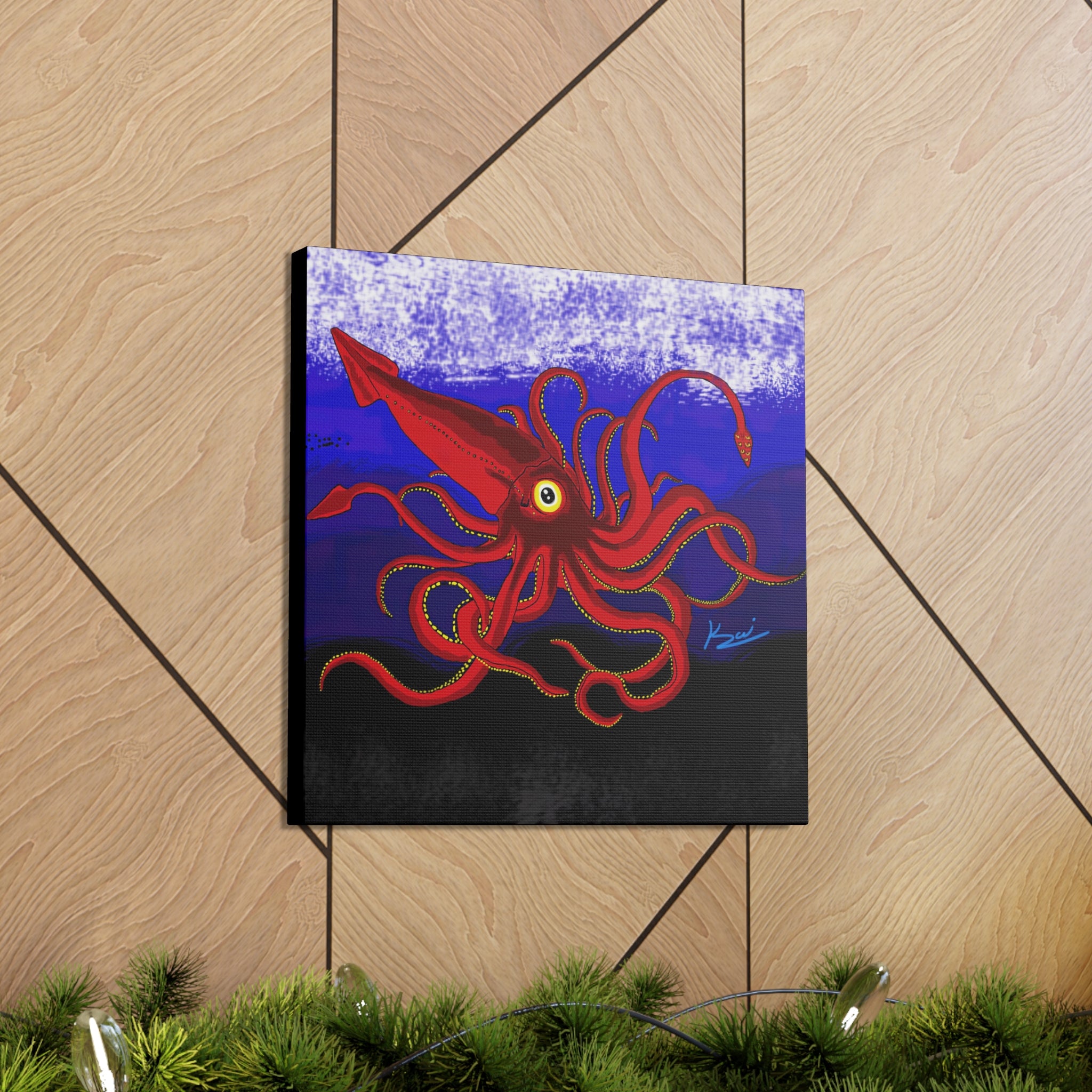 "Red Squid" By Kai Gentile Reproduced On Gallery Wrapped Canvas