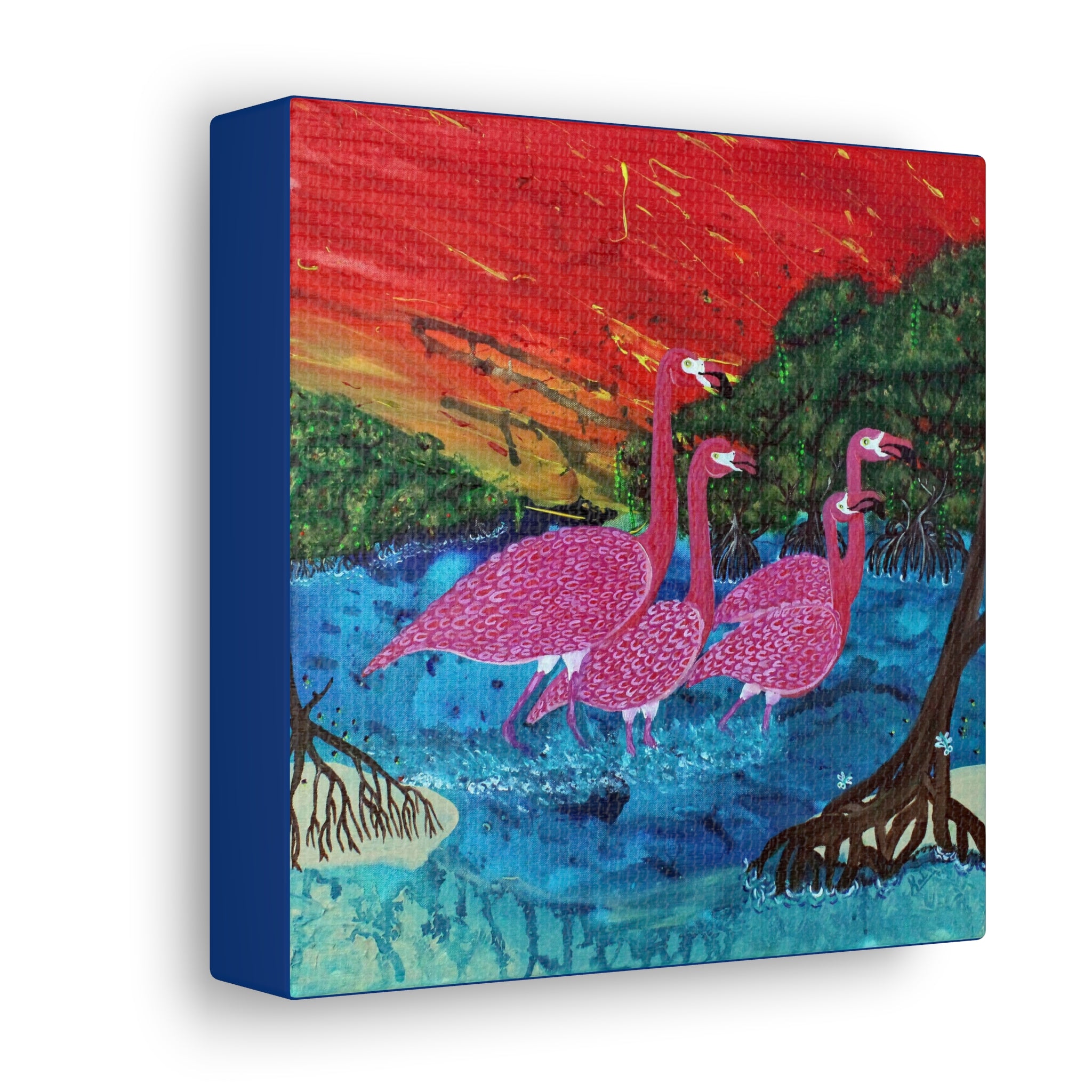 "Flamingo Sunset" By Kai Gentile Reproduced  On Gallery Wrapped Canvas