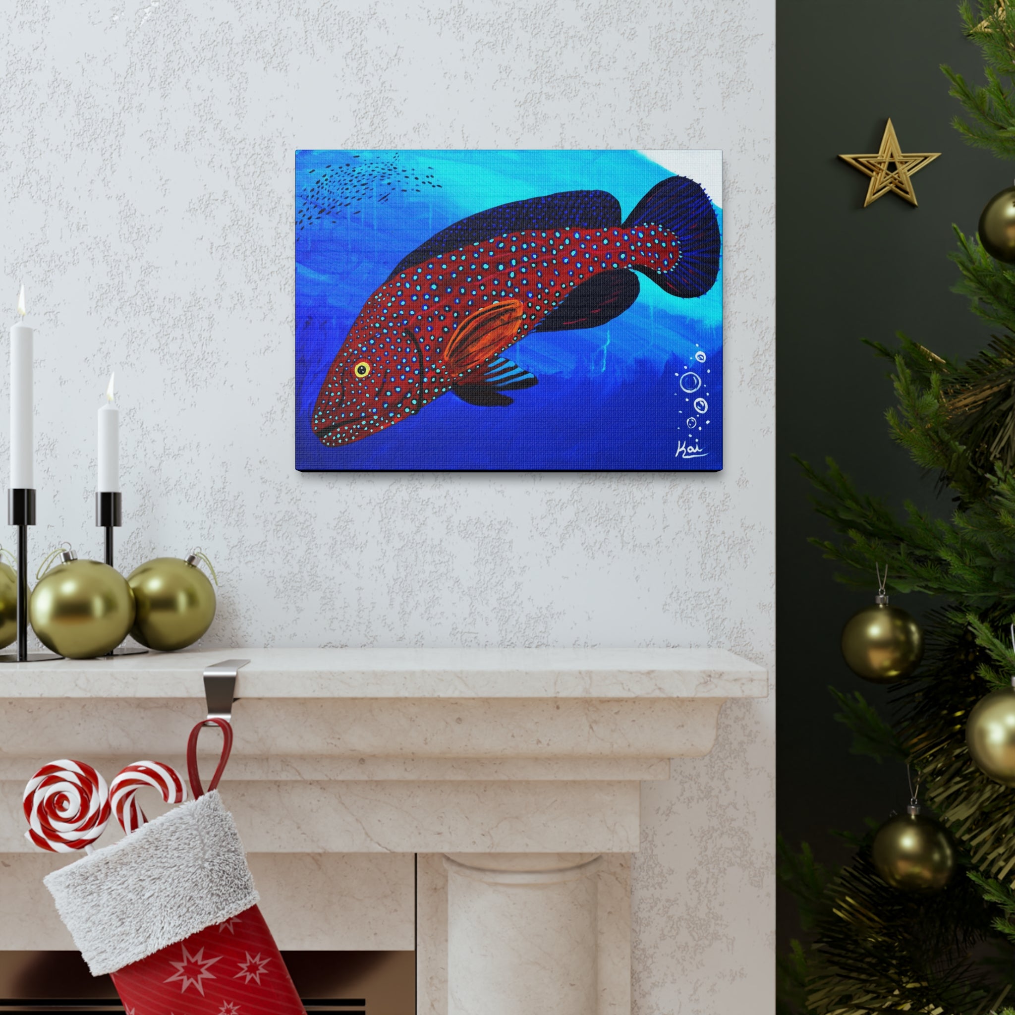 "Strawberry Grouper" By Kai Gentile Reproduced On Gallery Wrapped Canvas