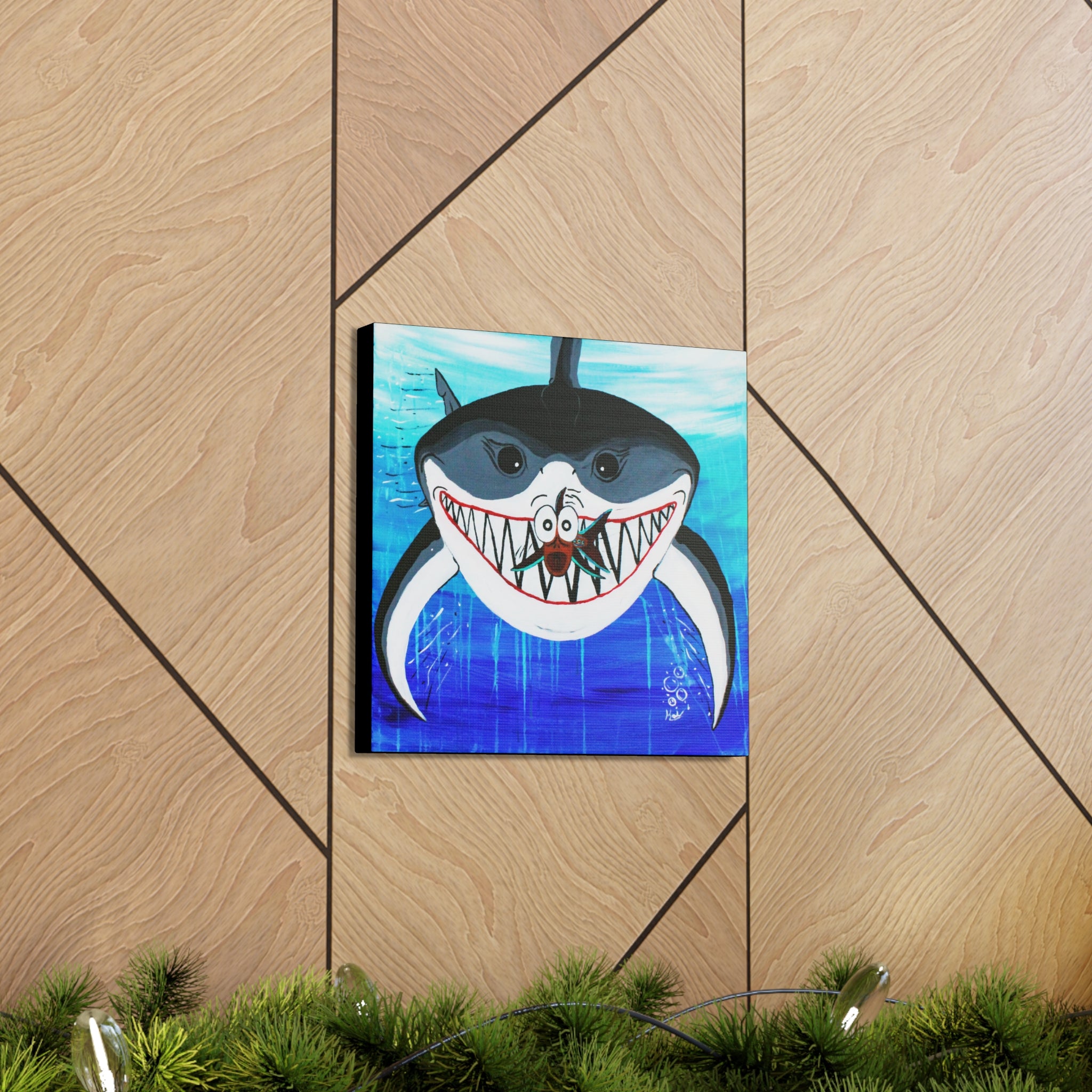 "Shark & Little Fishy" By Kai Gentile Reproduced On Gallery Wrapped Canvas