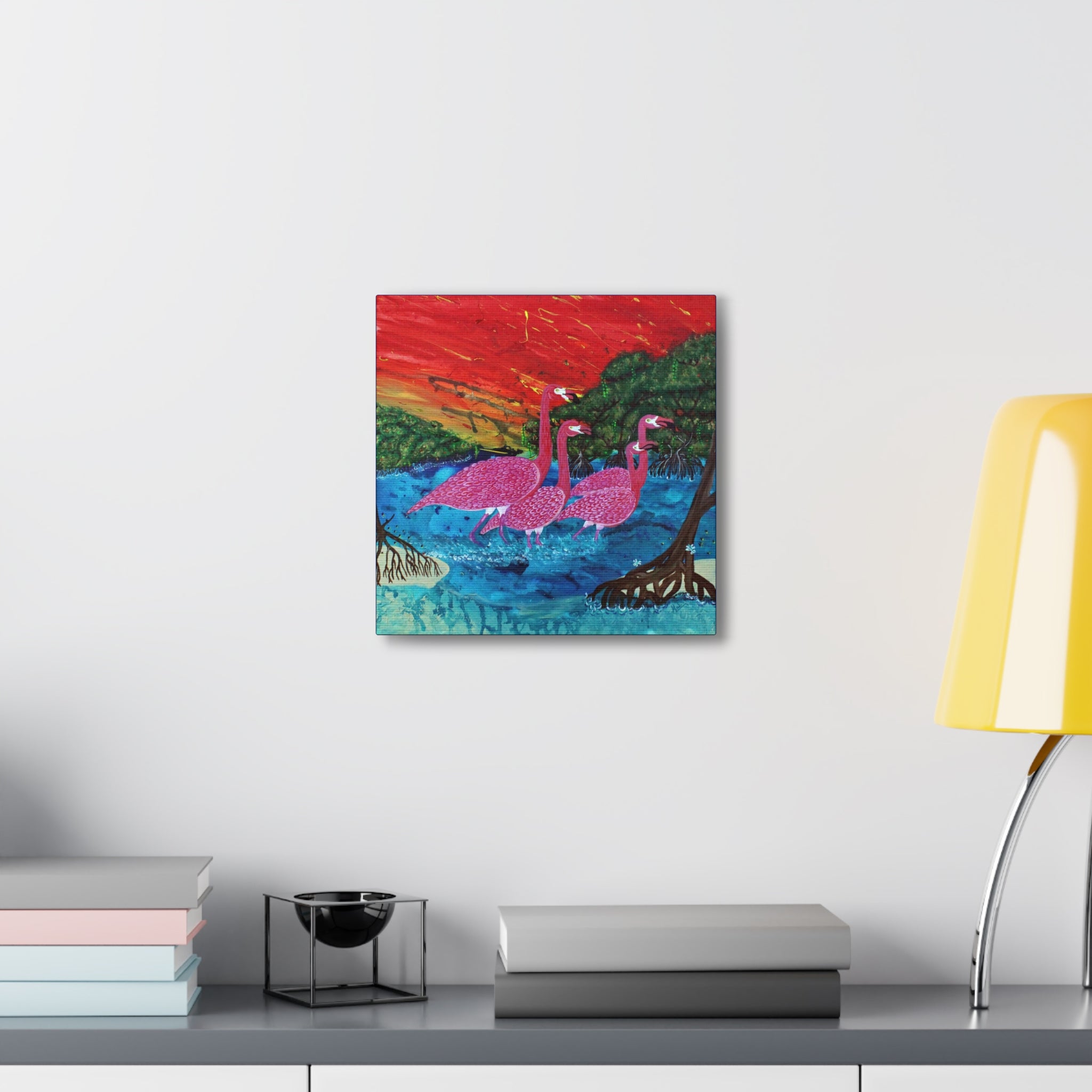 "Flamingo Sunset" By Kai Gentile Reproduced  On Gallery Wrapped Canvas