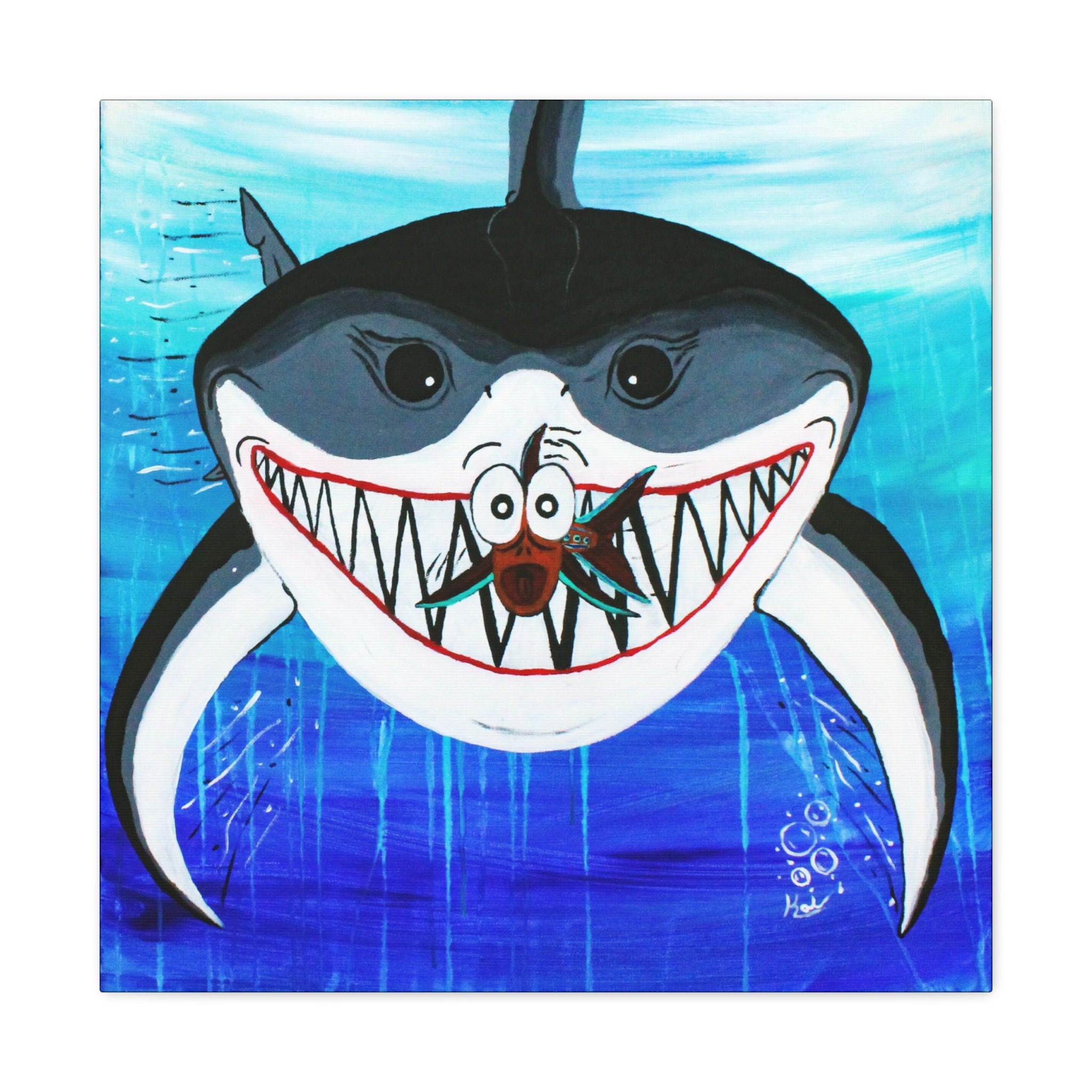 "Shark & Little Fishy" By Kai Gentile Reproduced On Gallery Wrapped Canvas