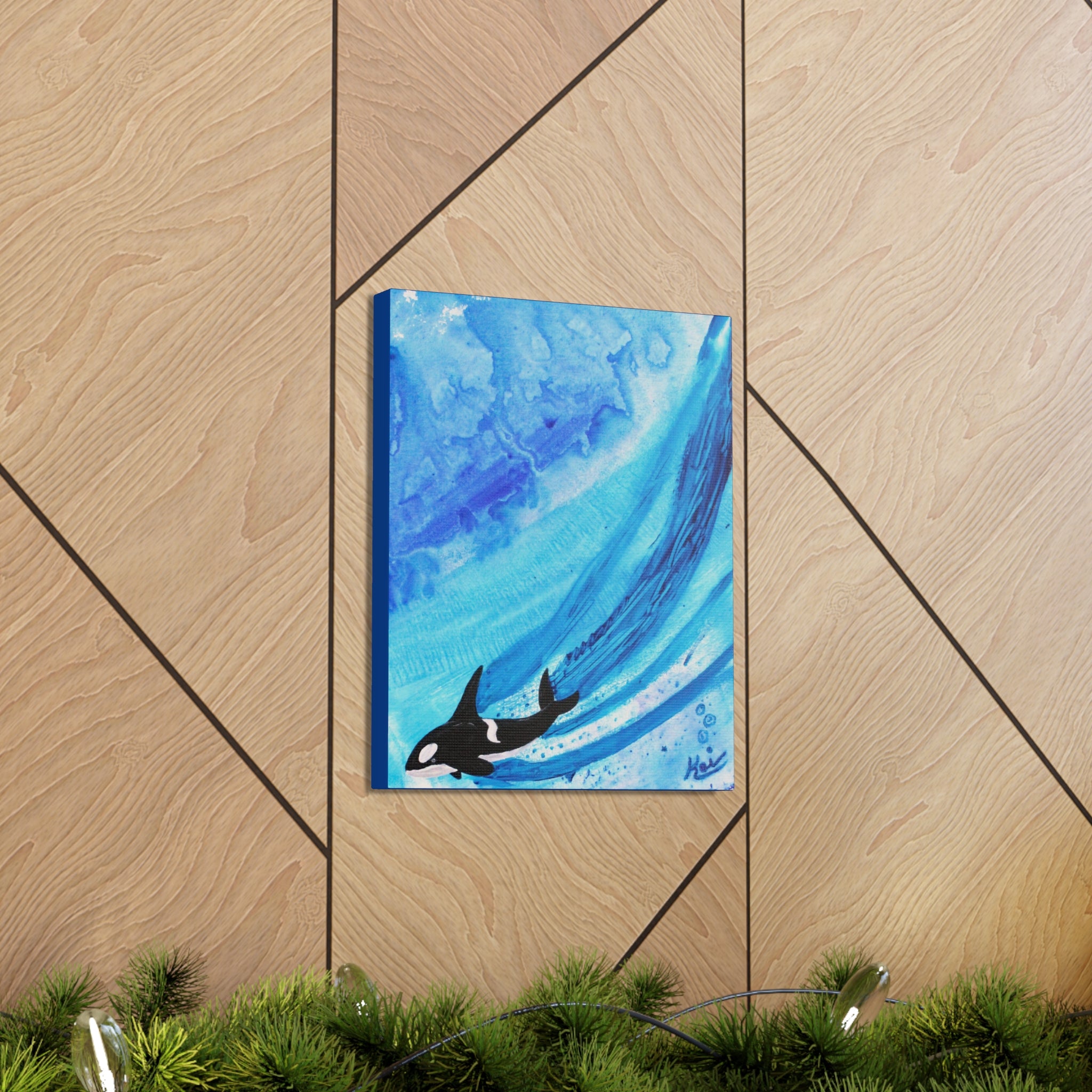 "Orca" By Kai Gentile Reproduced On Gallery Wrapped Canvas