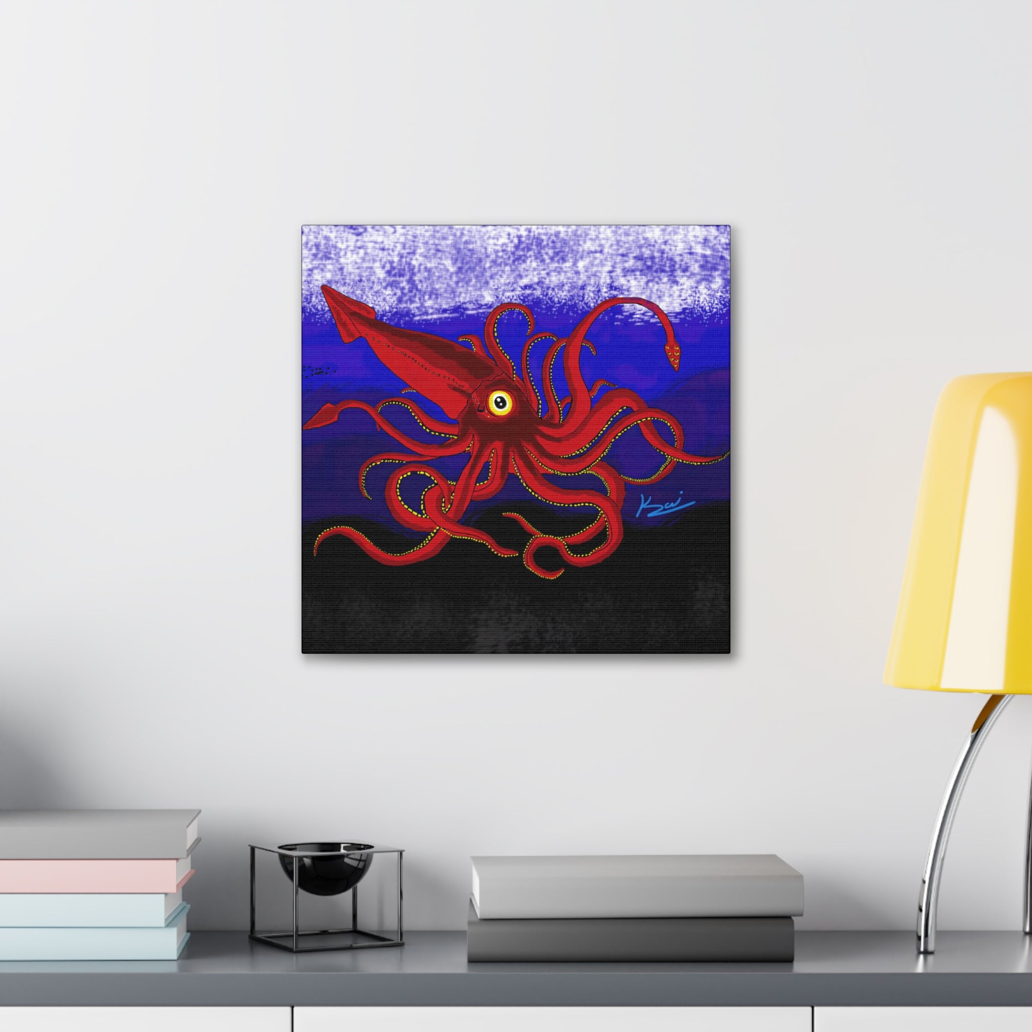 "Red Squid" By Kai Gentile Reproduced On Gallery Wrapped Canvas