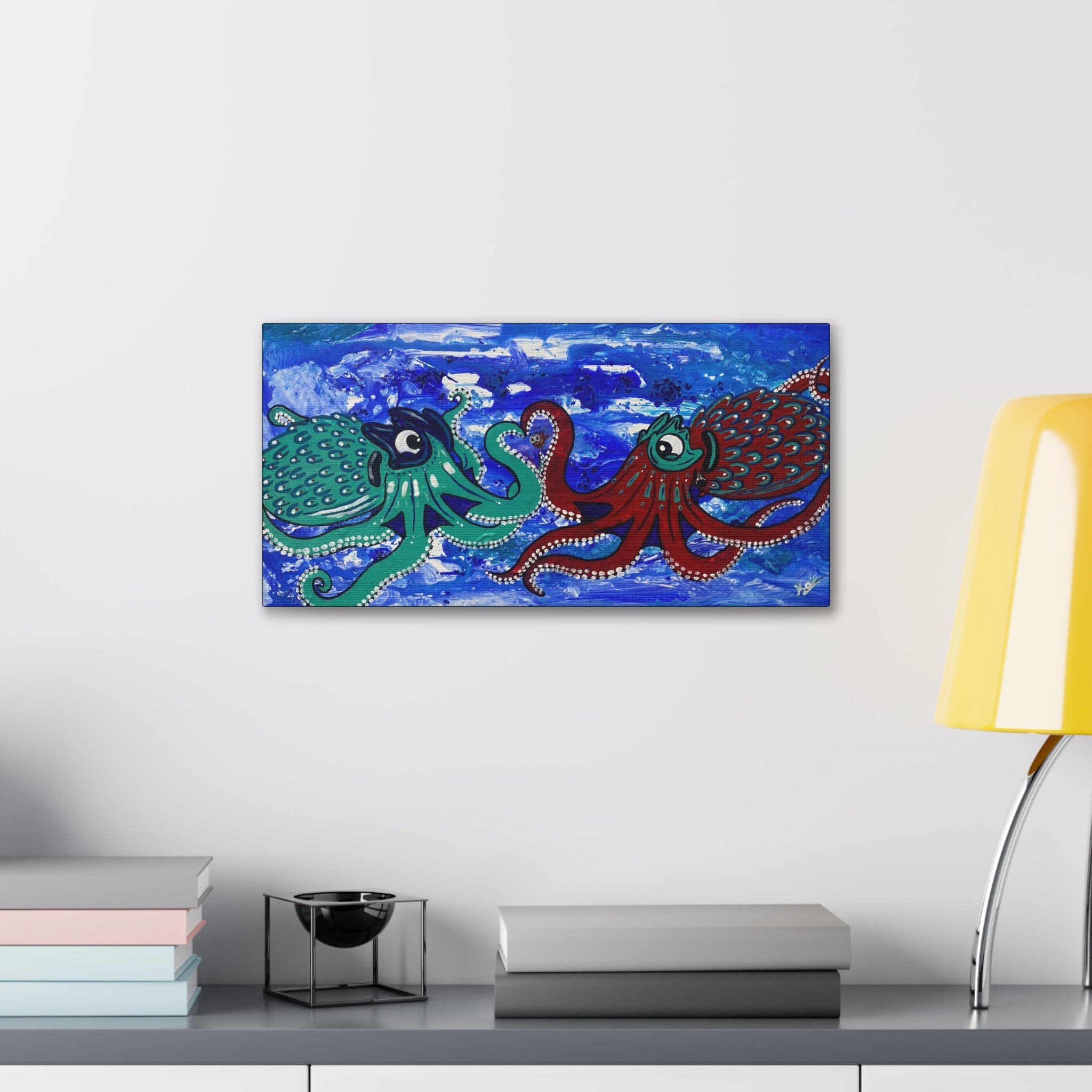 "Liquid Love" By Kai Gentile Octopus Reproduced On Gallery Wrapped Canvas