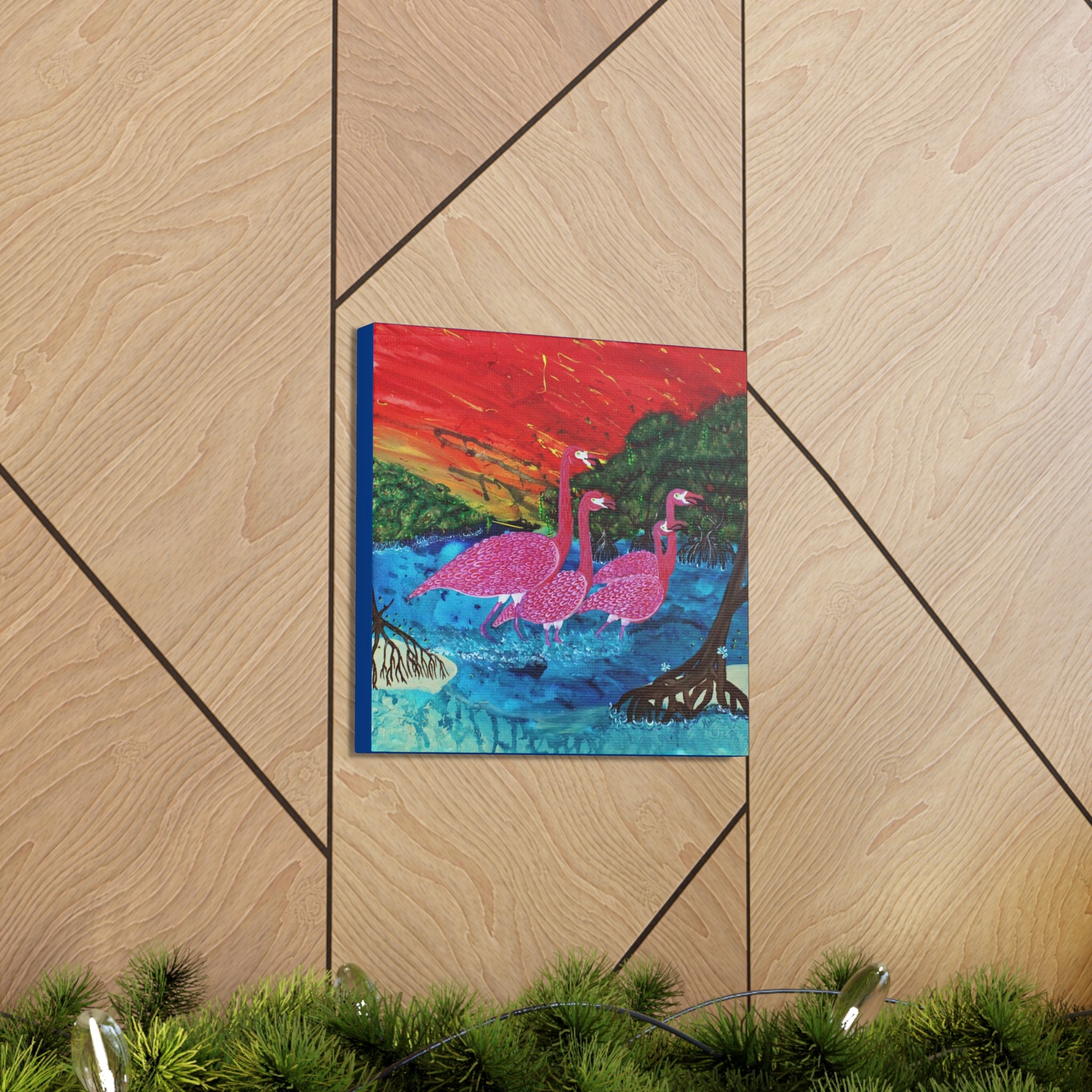 "Flamingo Sunset" By Kai Gentile Reproduced  On Gallery Wrapped Canvas