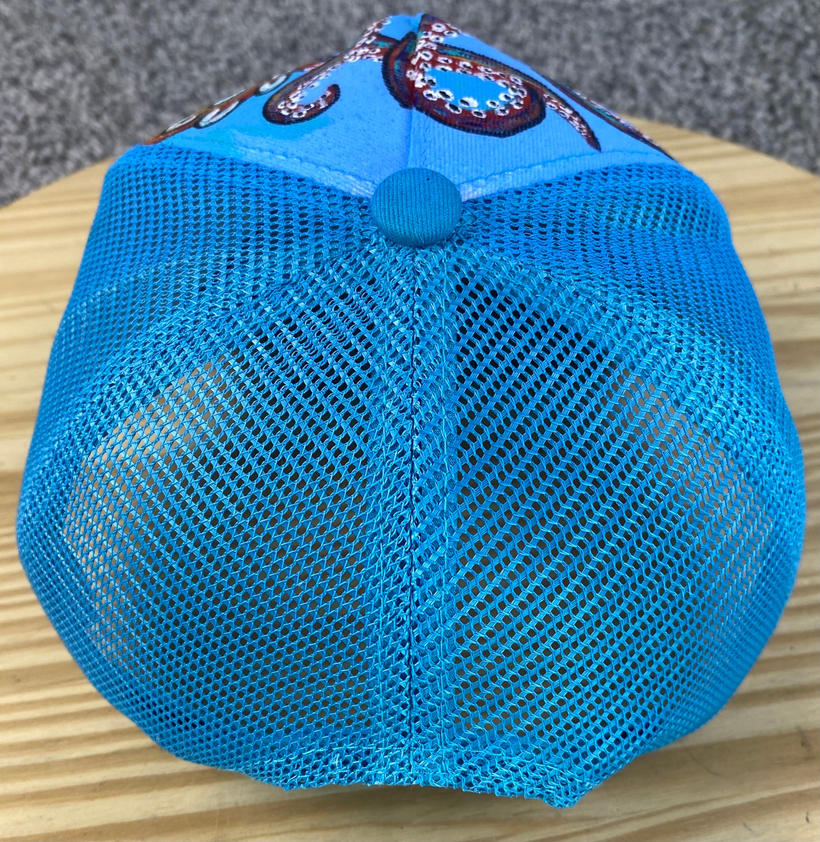 Octopoda II Hat, Blue, Original Hand Painted, Snapback