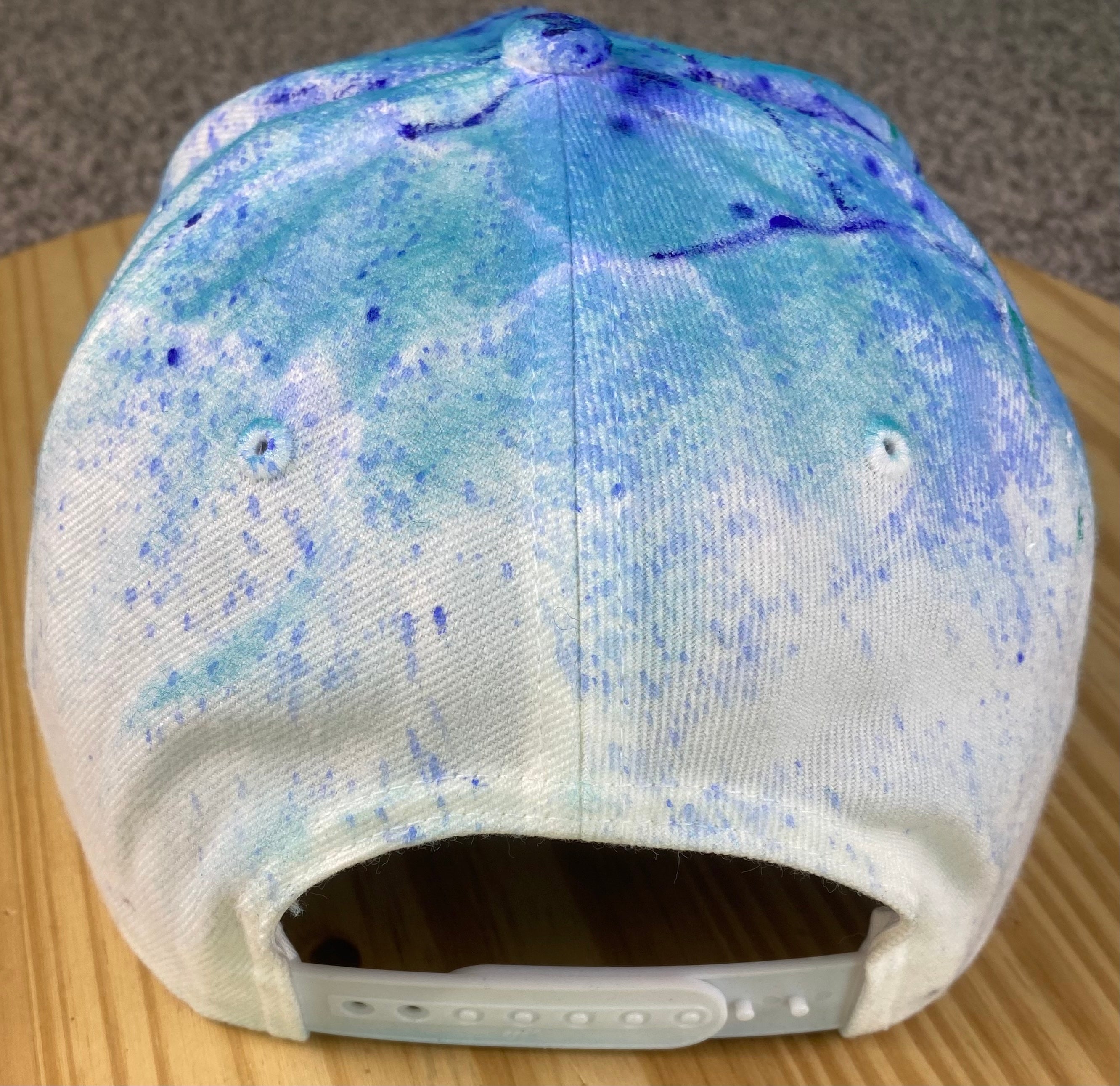 Mahi mahi Hat, White Splatter, Original Hand Painted, Snapback