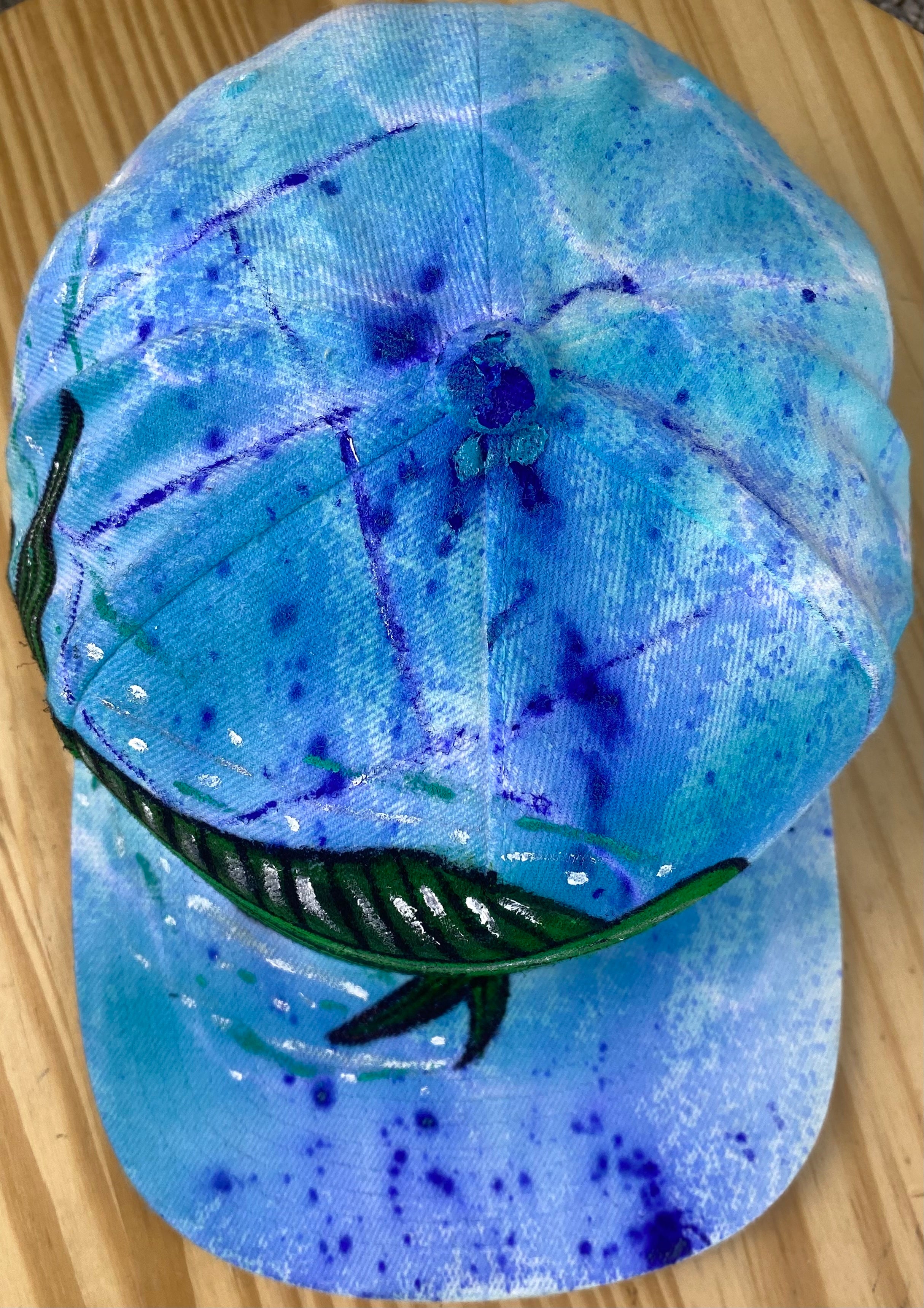 Mahi mahi Hat, White Splatter, Original Hand Painted, Snapback