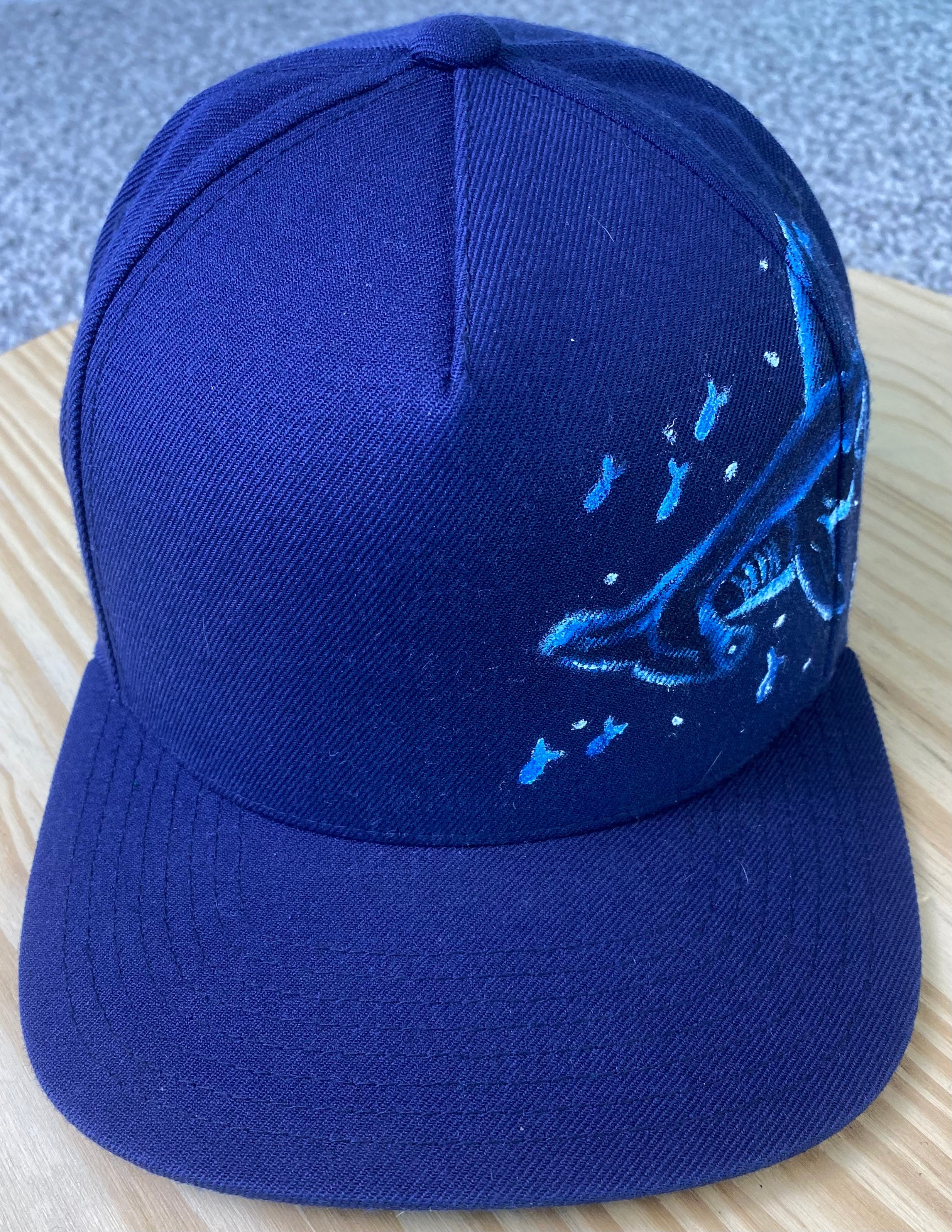 Hammer Head Hat, Navy, Original Hand Painted, Snapback