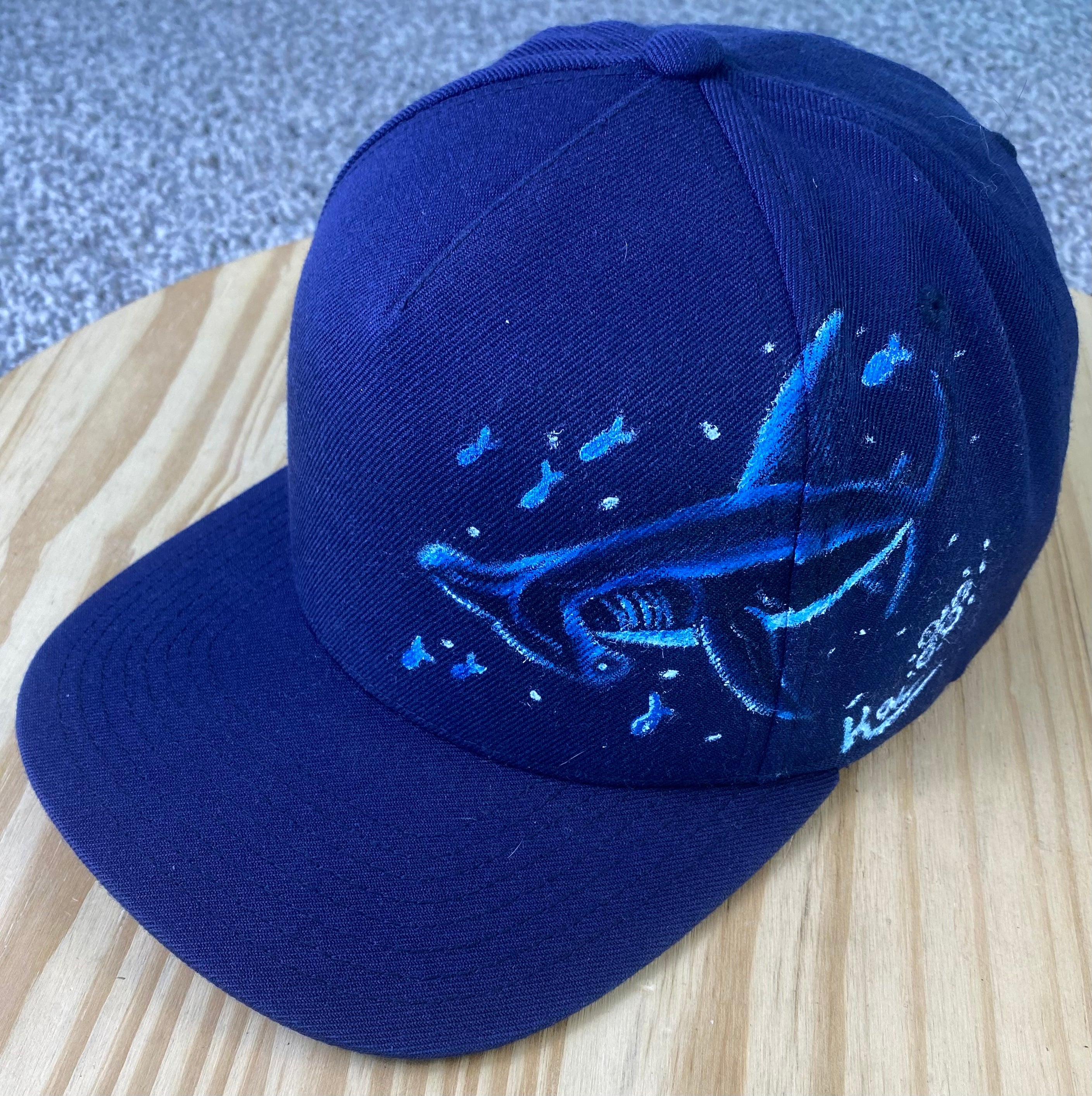 Hammer Head Hat, Navy, Original Hand Painted, Snapback