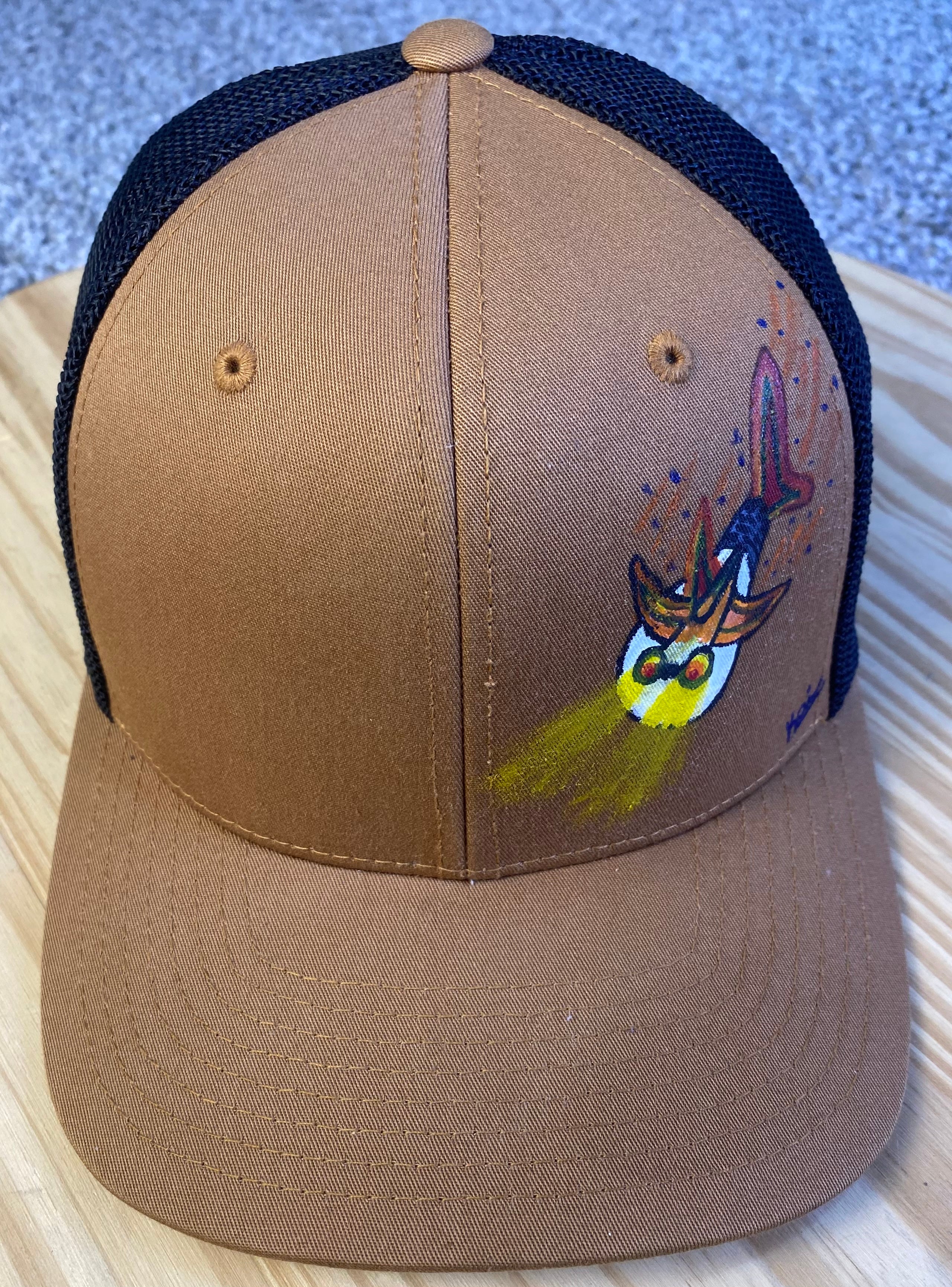 Bulb Fish Hat, Original Hand Painted, FlexFit
