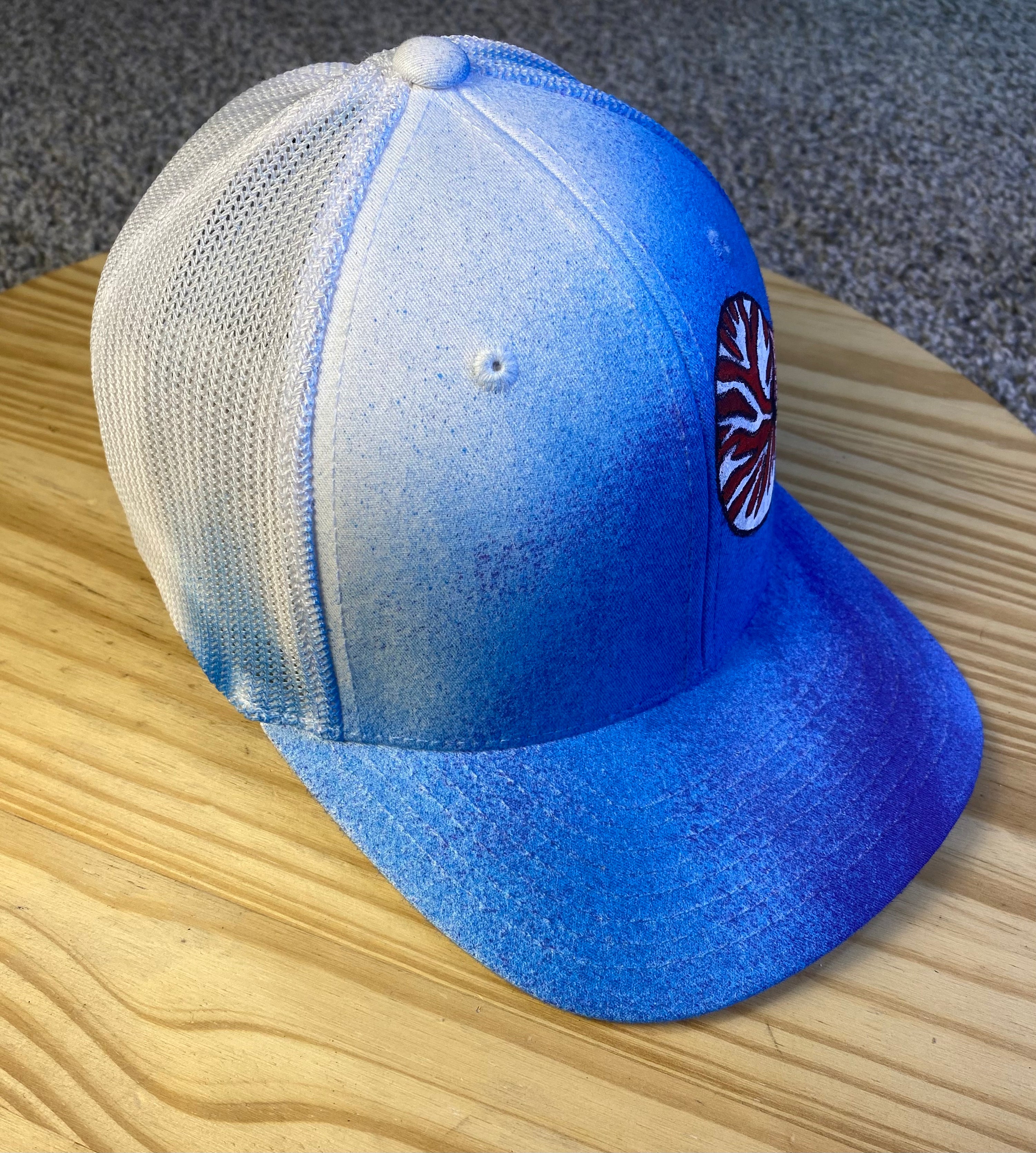 Nautilis Hat, White, Original Hand Painted, FlexFit