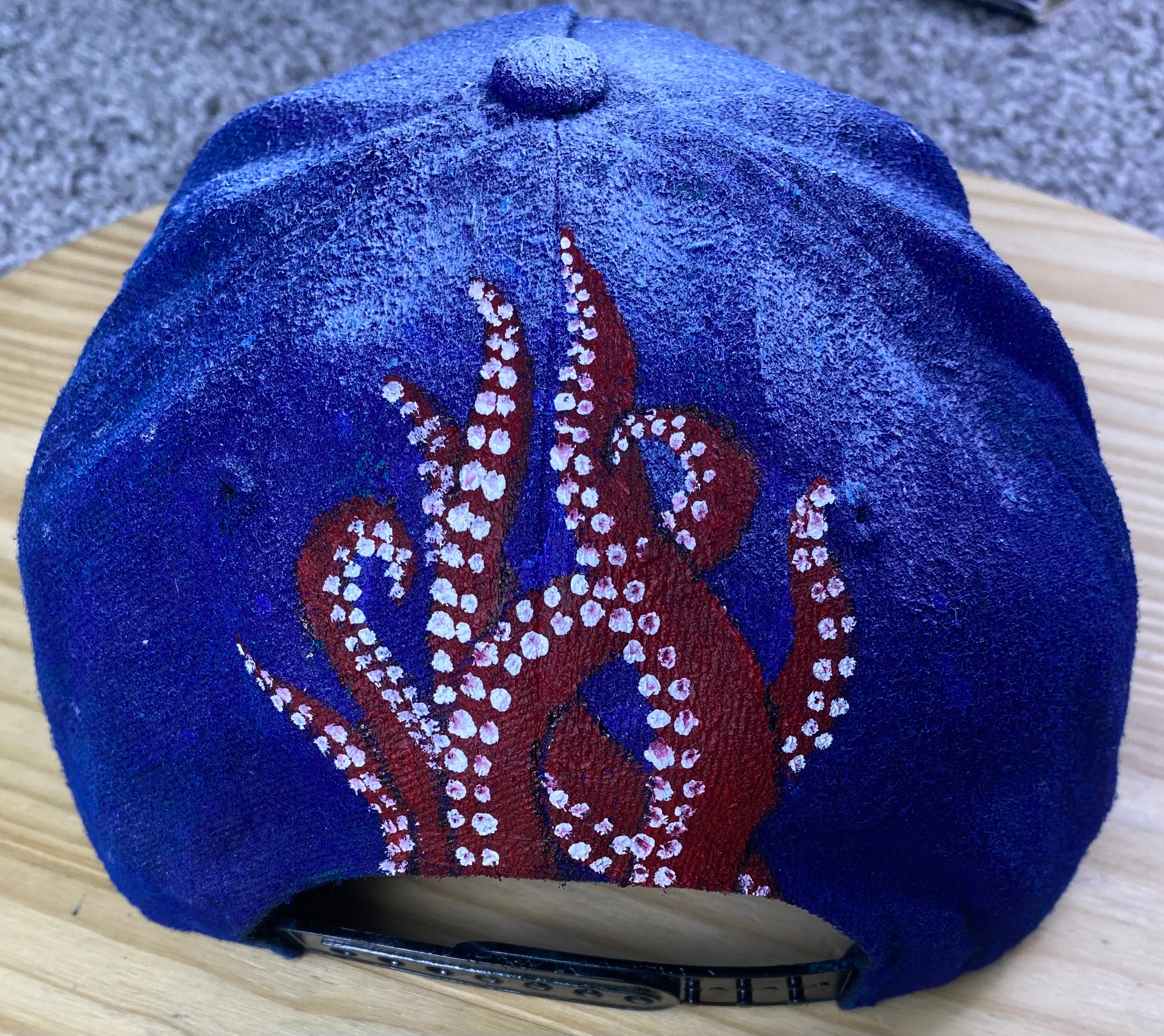 Kraken Hat, All Over Paint, Original Hand Painted, Snapback