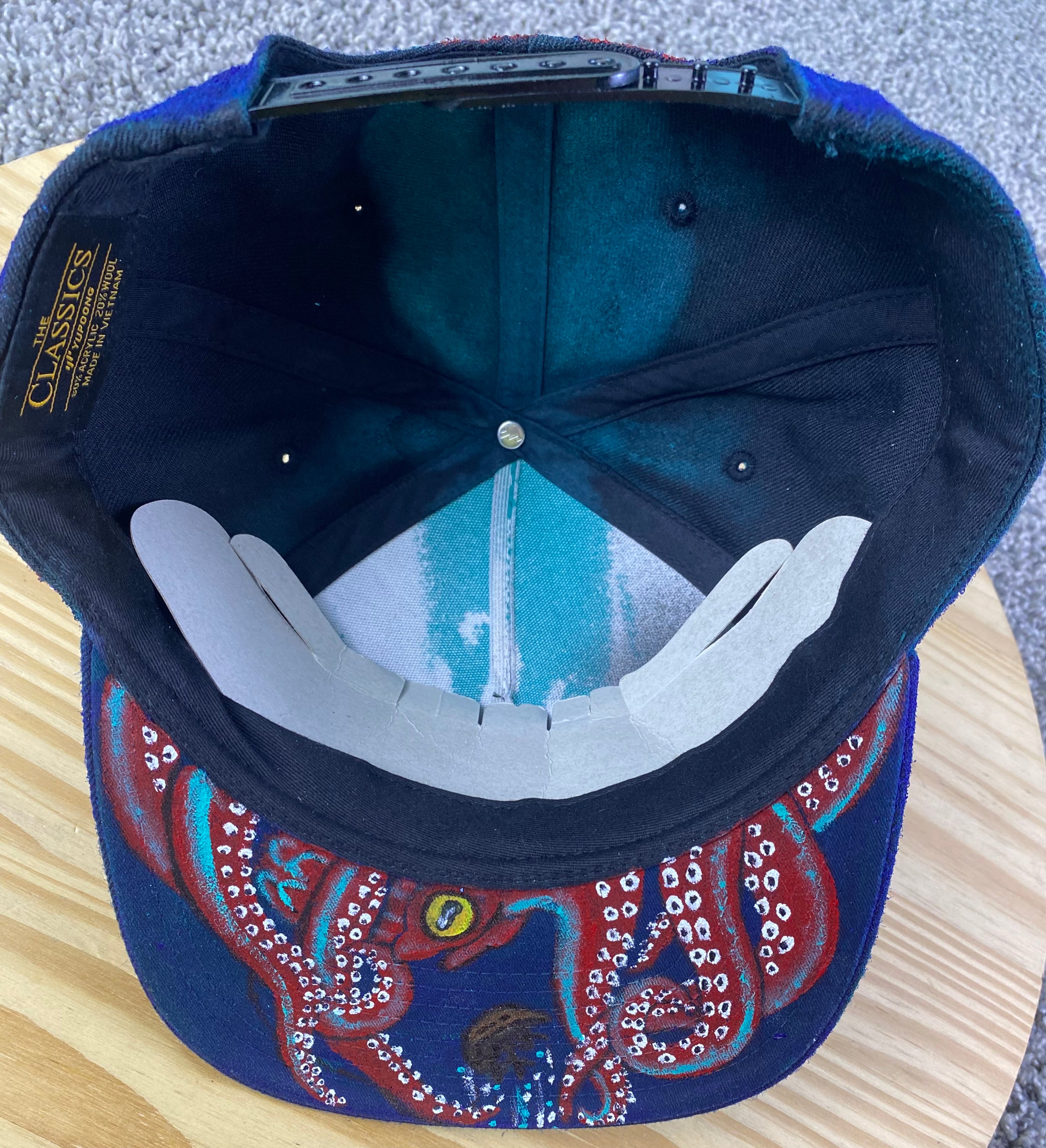 Kraken Hat, All Over Paint, Original Hand Painted, Snapback