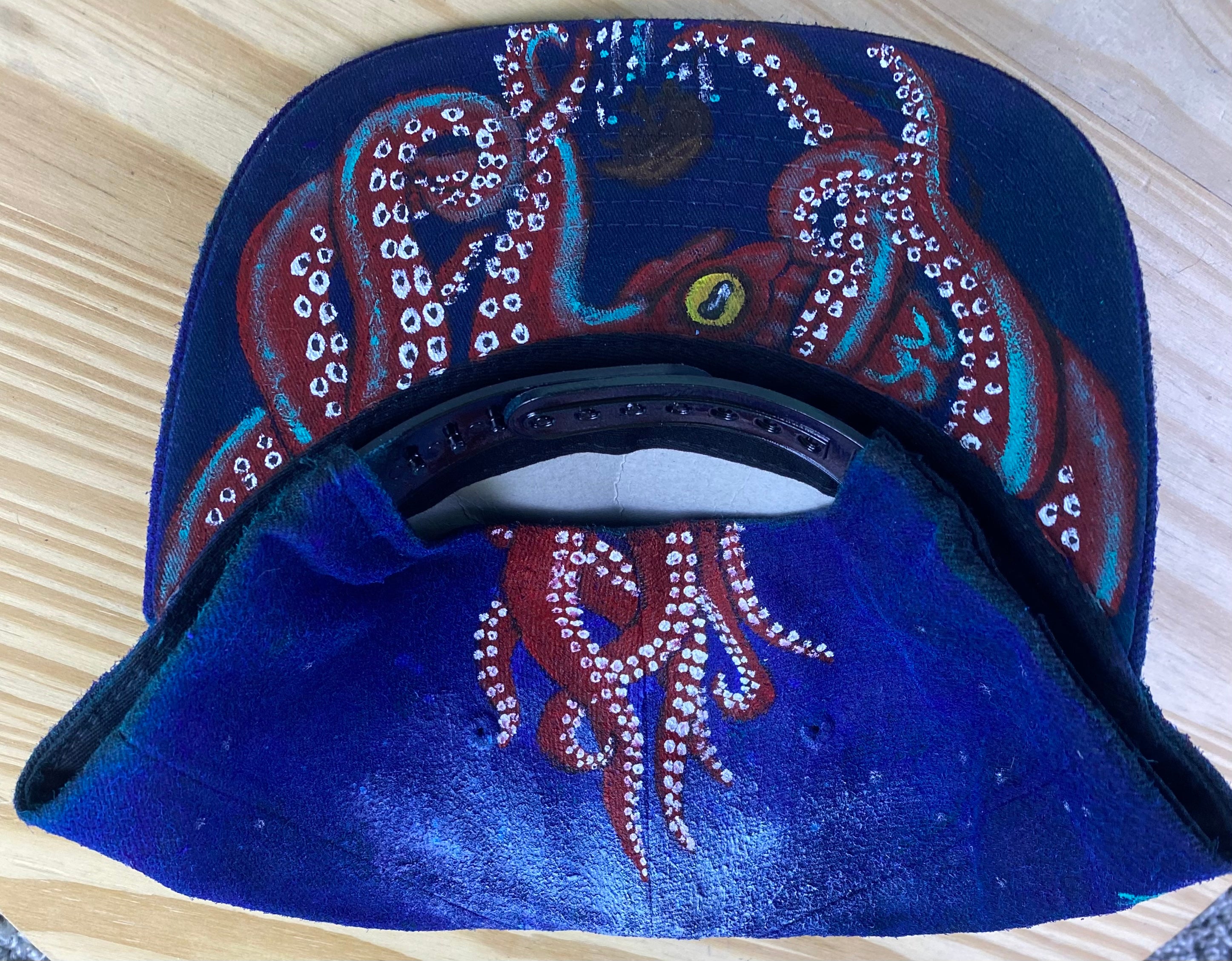 Kraken Hat, All Over Paint, Original Hand Painted, Snapback