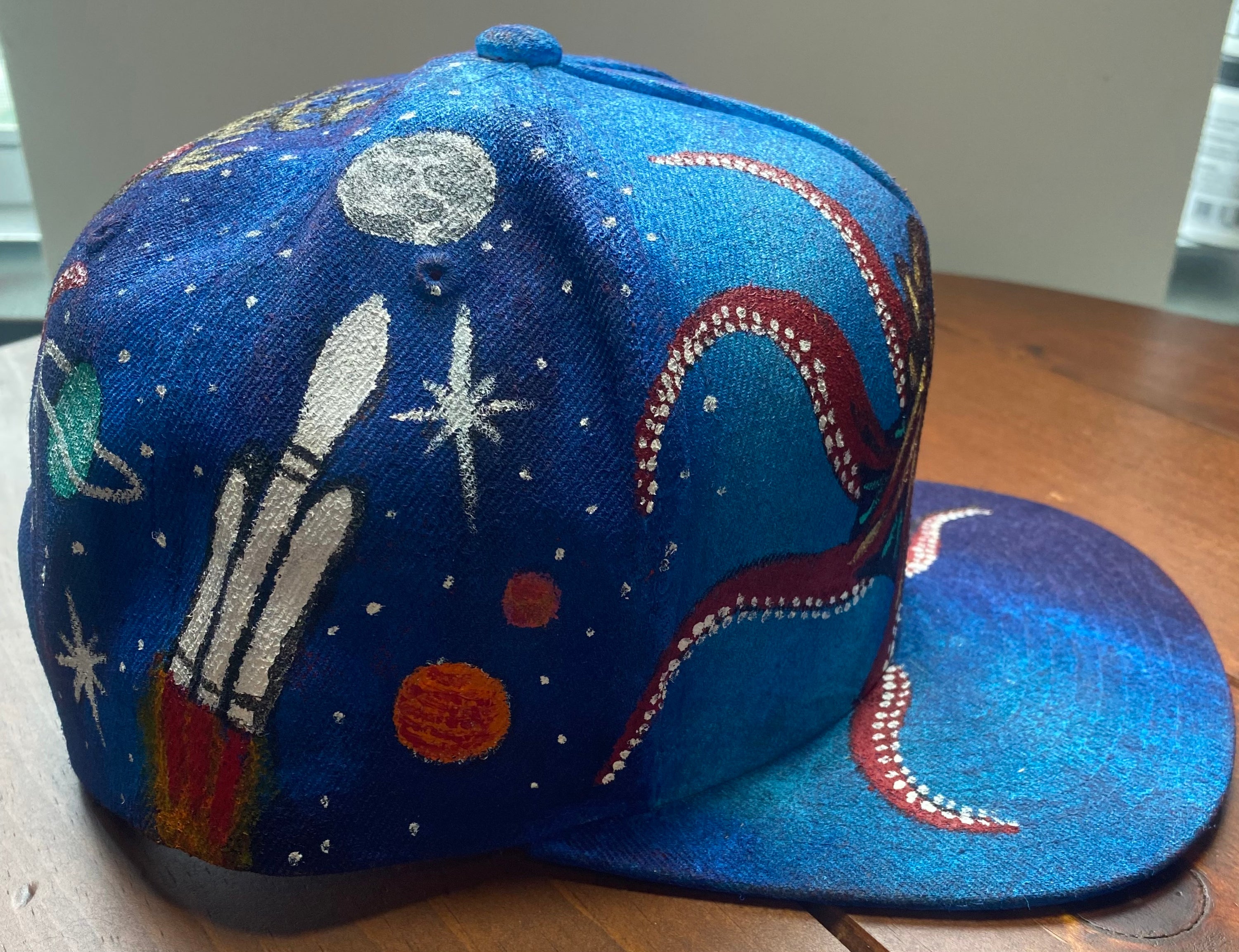 All Over Paint Hat, Red, Original Hand Painted, Snapback