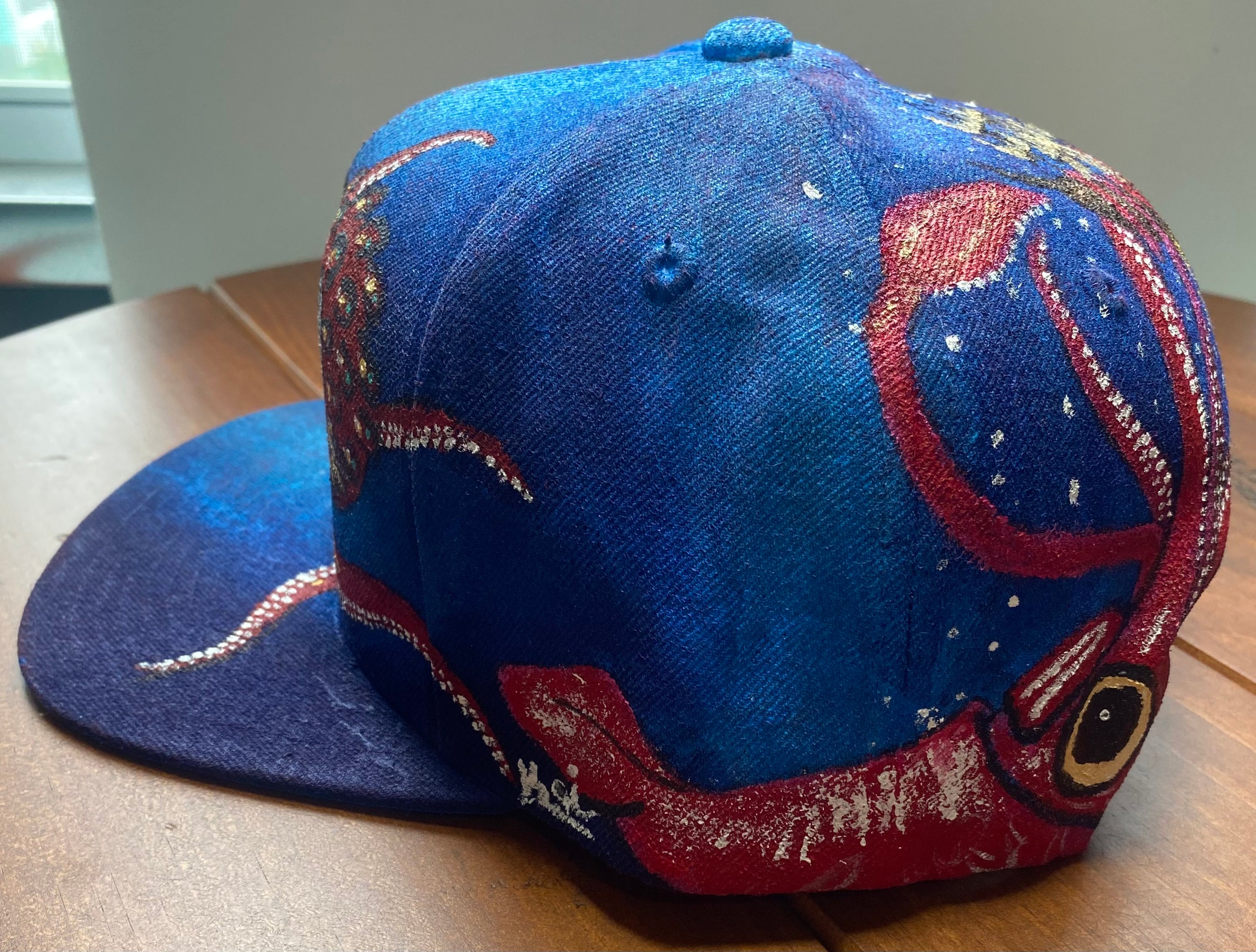 All Over Paint Hat, Red, Original Hand Painted, Snapback