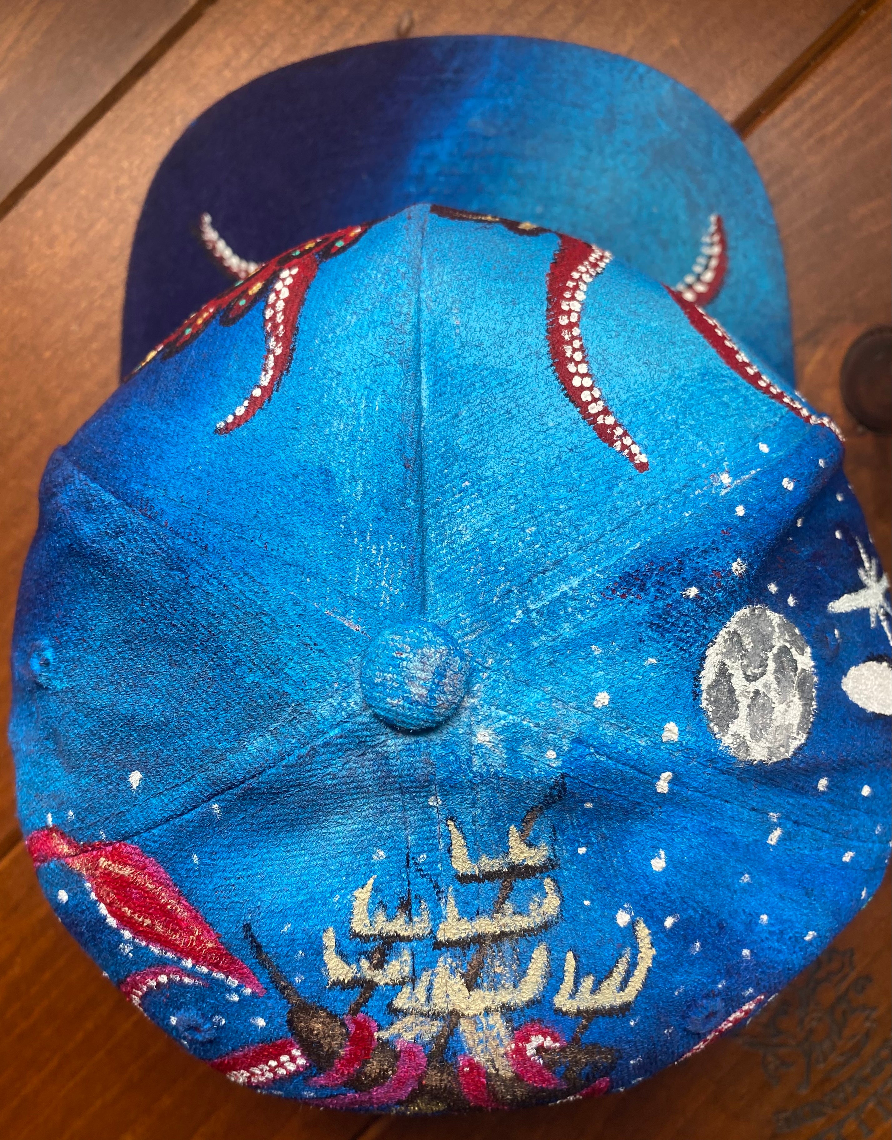 All Over Paint Hat, Red, Original Hand Painted, Snapback