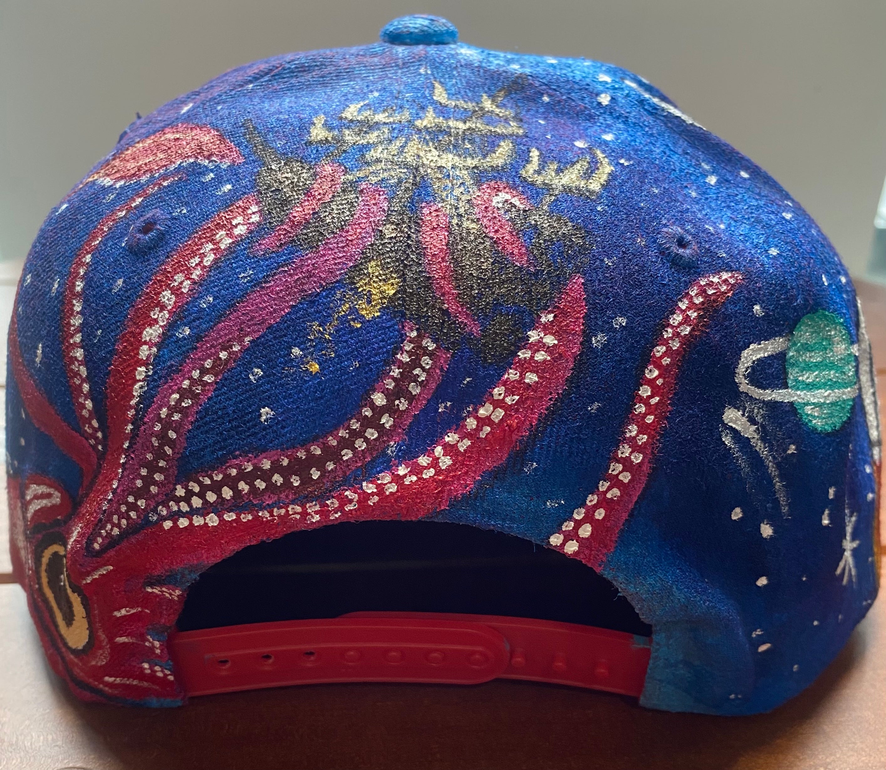 All Over Paint Hat, Red, Original Hand Painted, Snapback