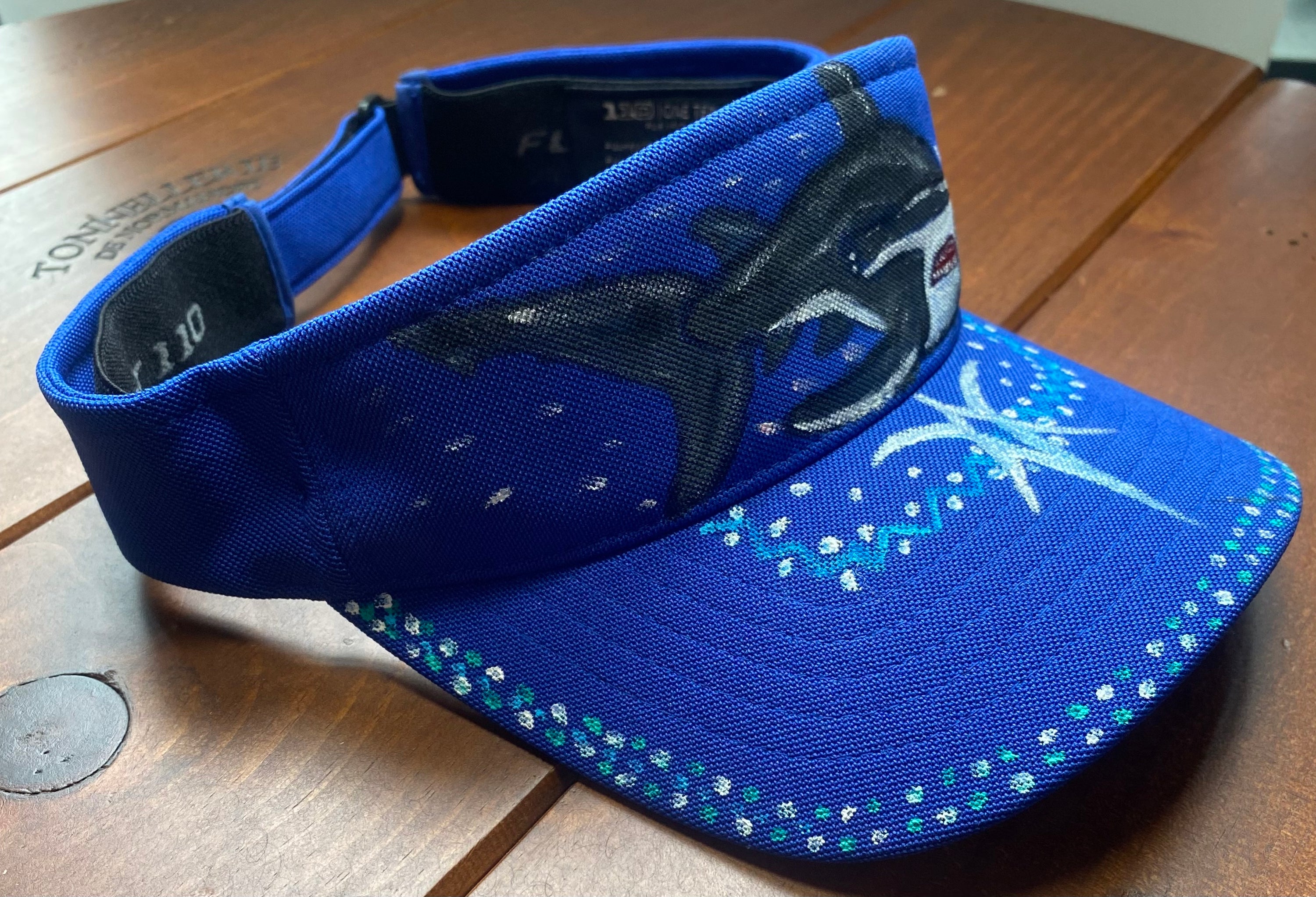 Hammer Head Visor, blue, Original Hand Painted, Velcro