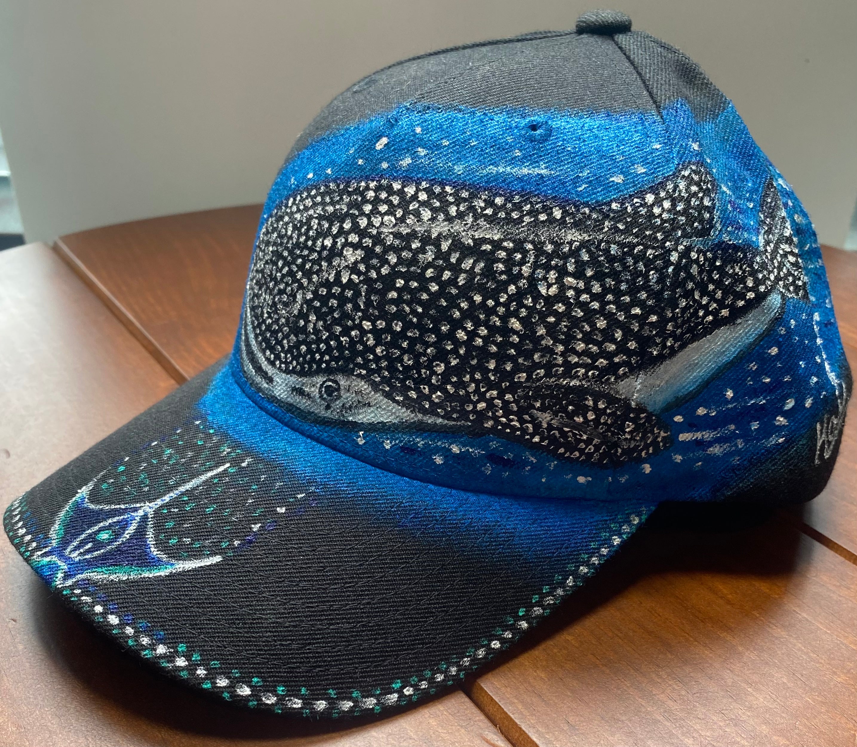 Whale Shark Hat, black, Original Hand Painted, Snapback