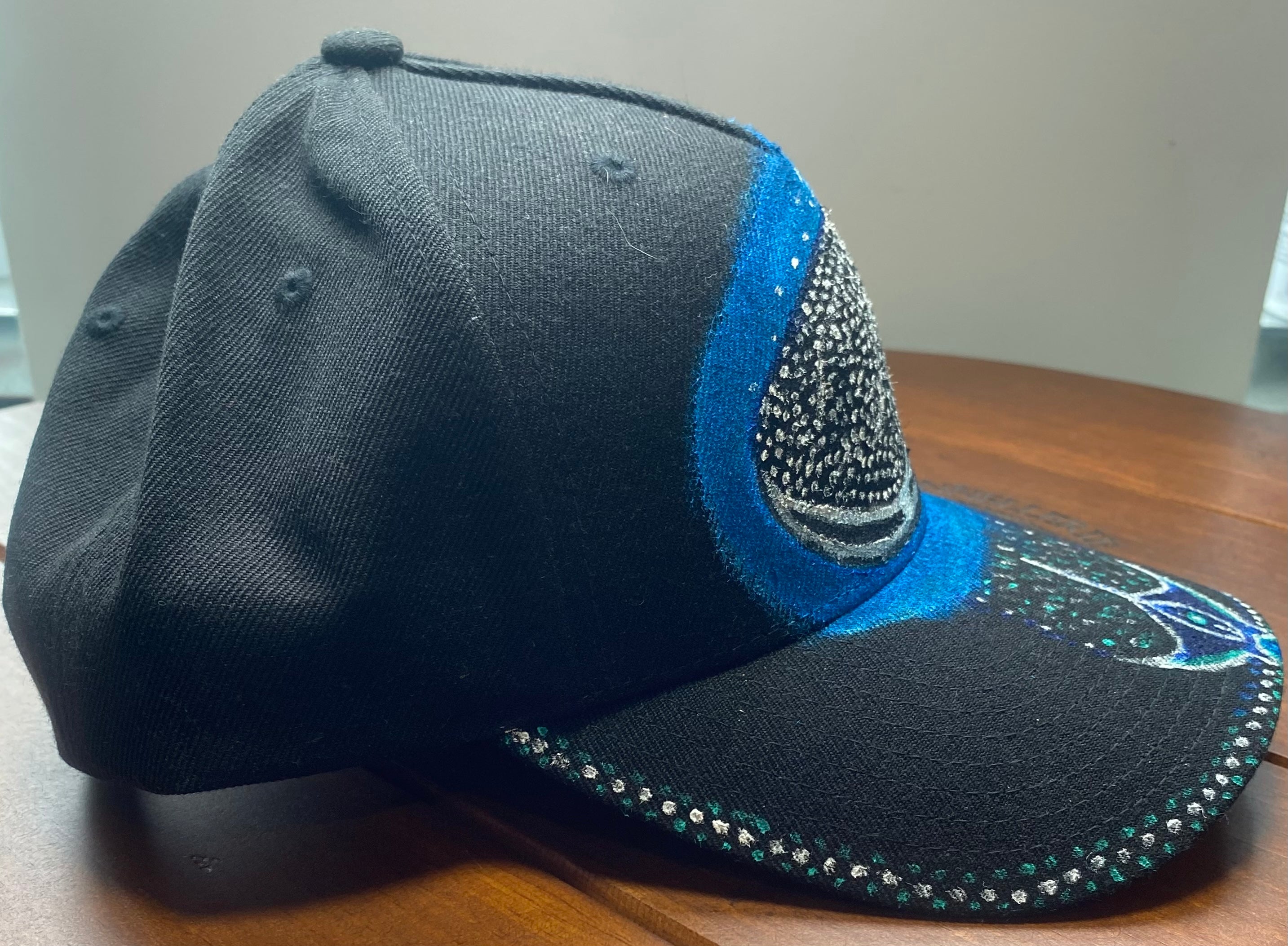 Whale Shark Hat, black, Original Hand Painted, Snapback