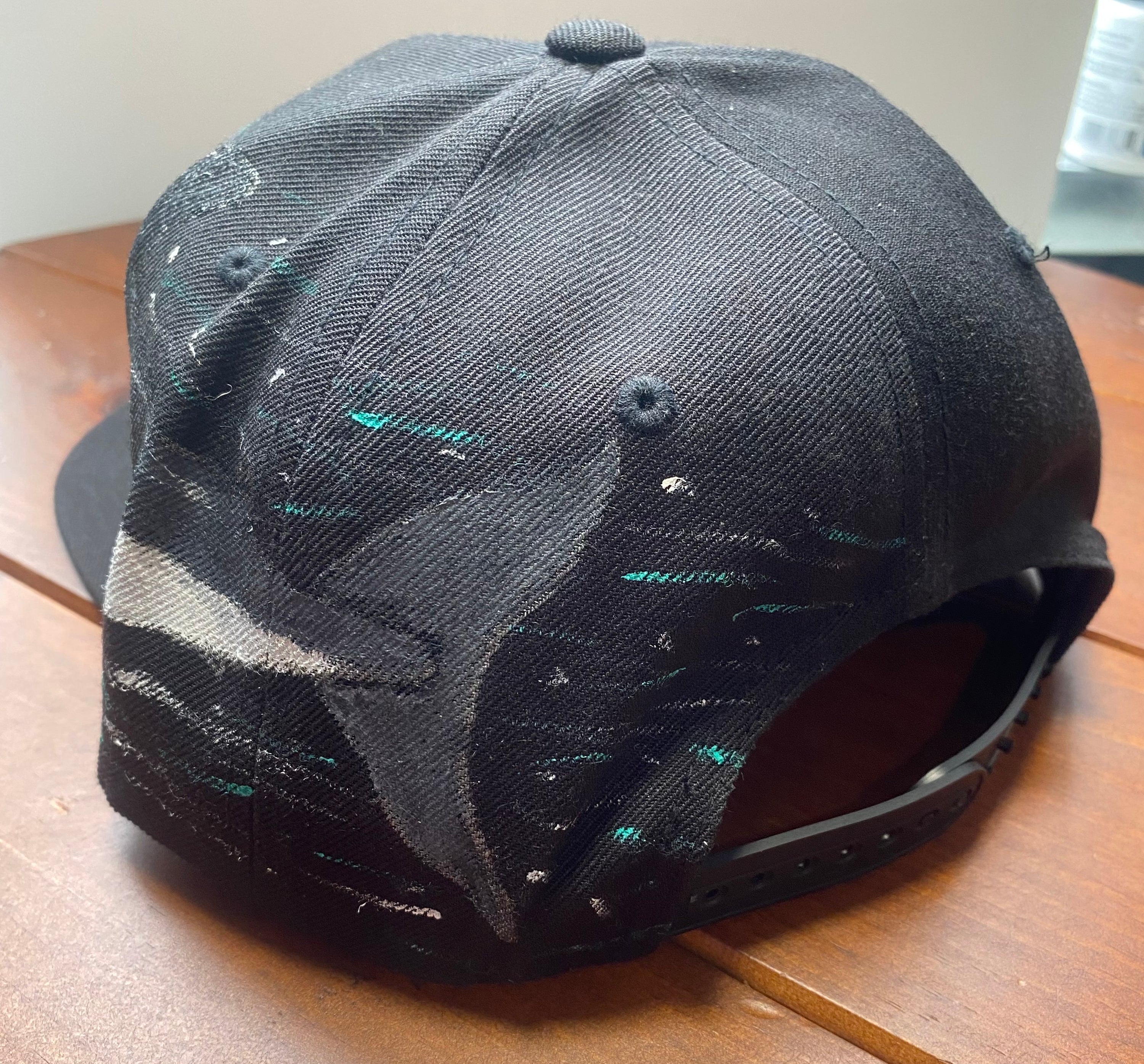 Great White Shark Hat, blue, Original Hand Painted, Snapback