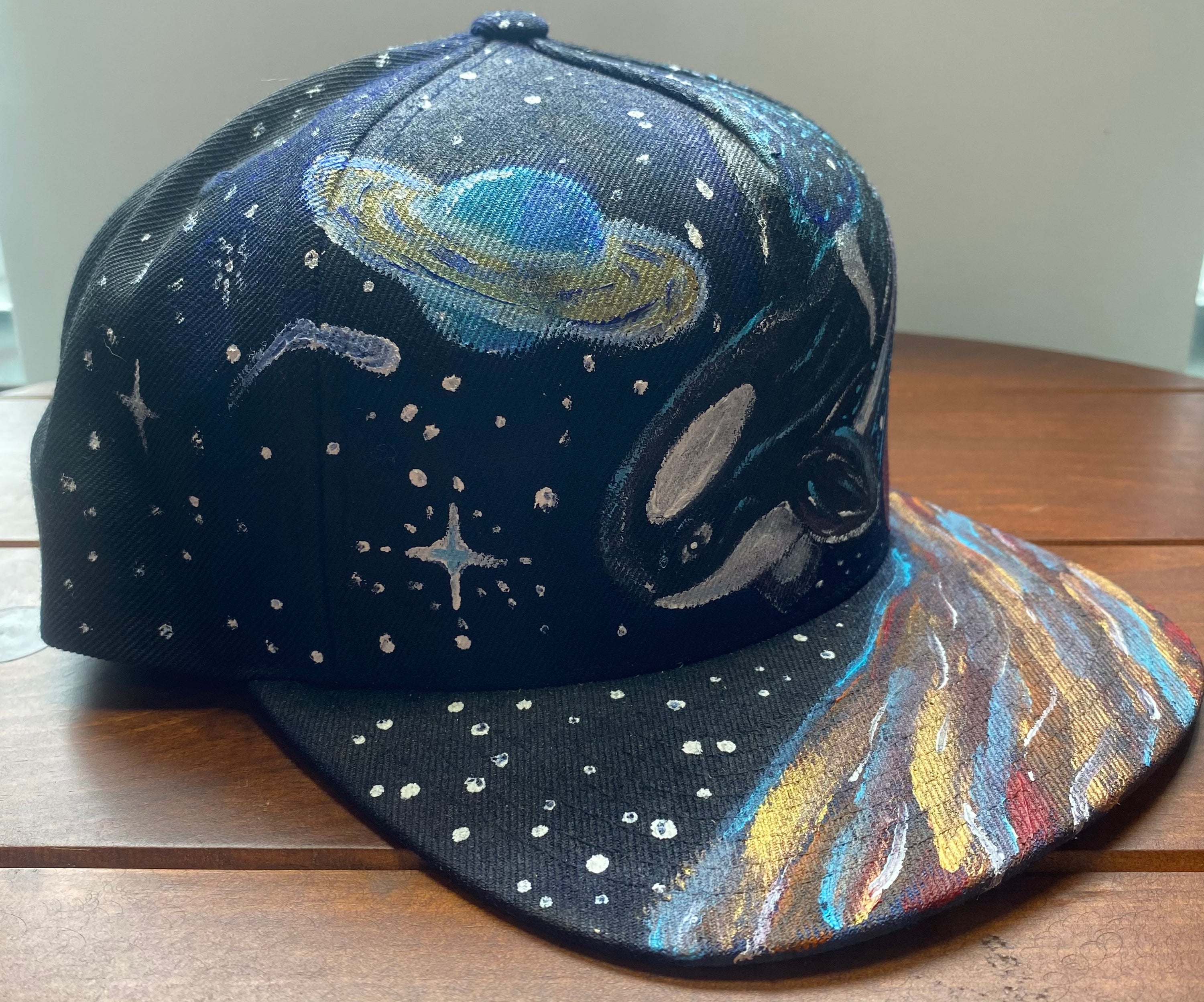 Space Orca Hat, black, Original Hand Painted, Snapback