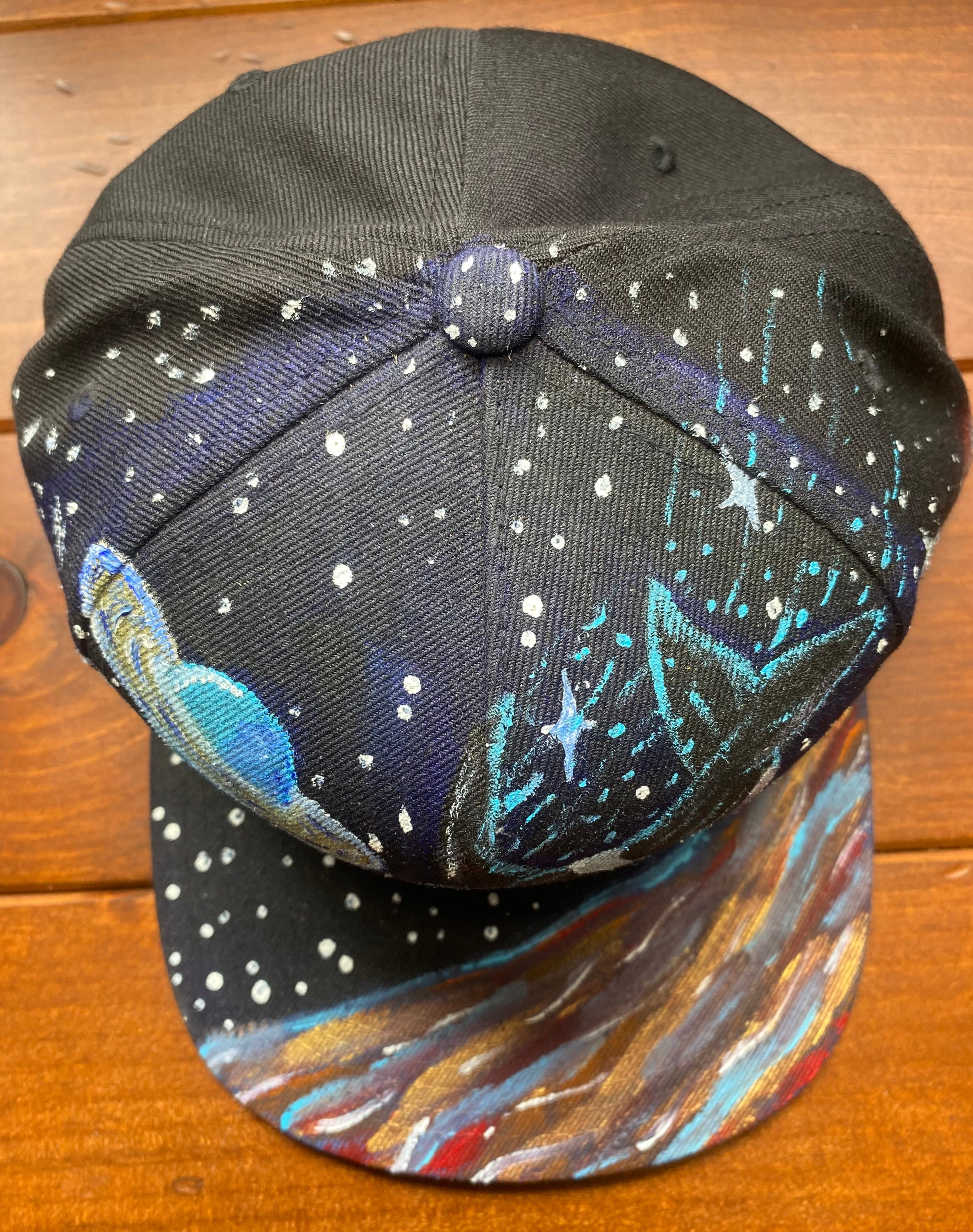 Space Orca Hat, black, Original Hand Painted, Snapback