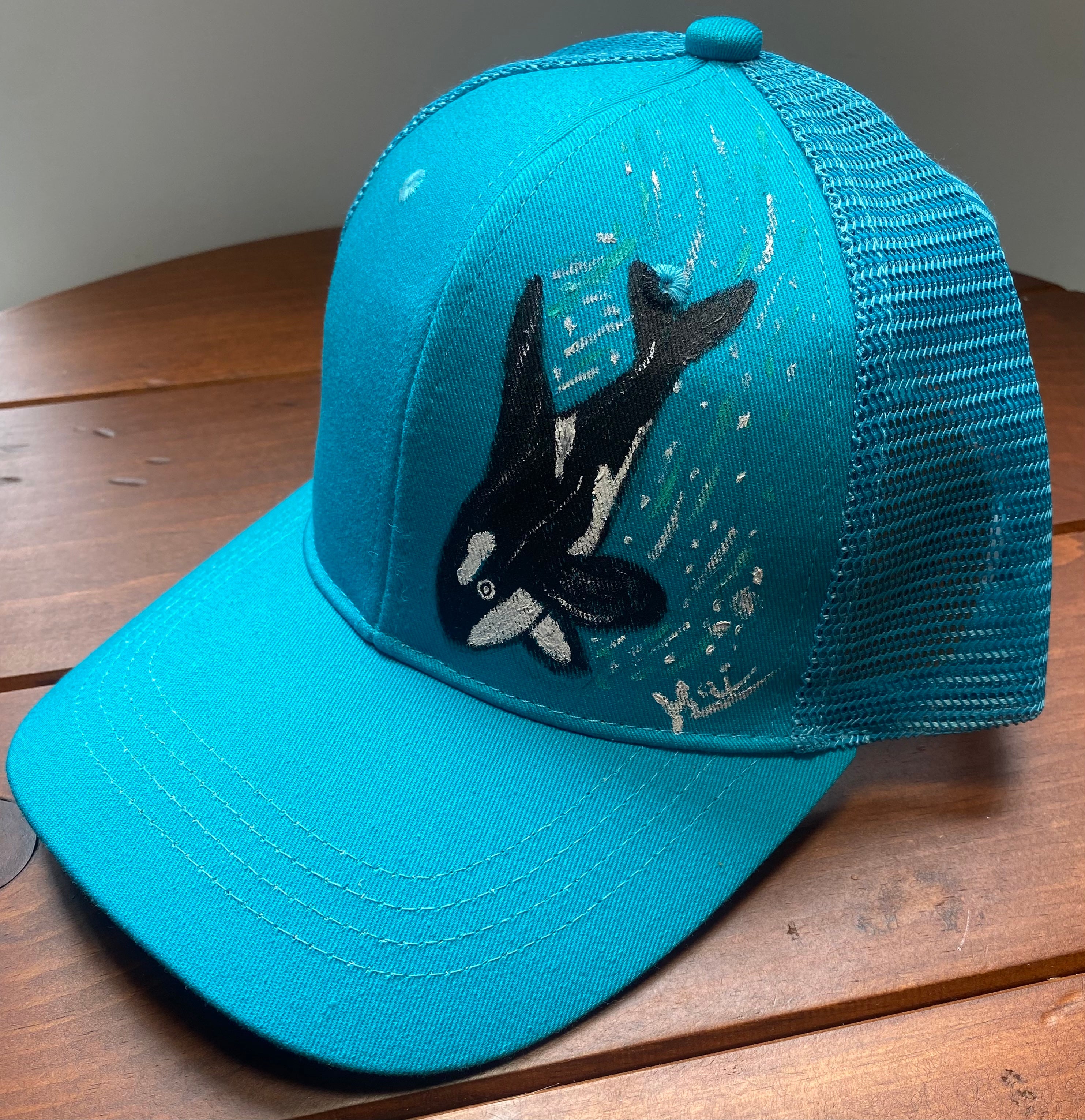 Orca Hat, black, Original Hand Painted, Snapback