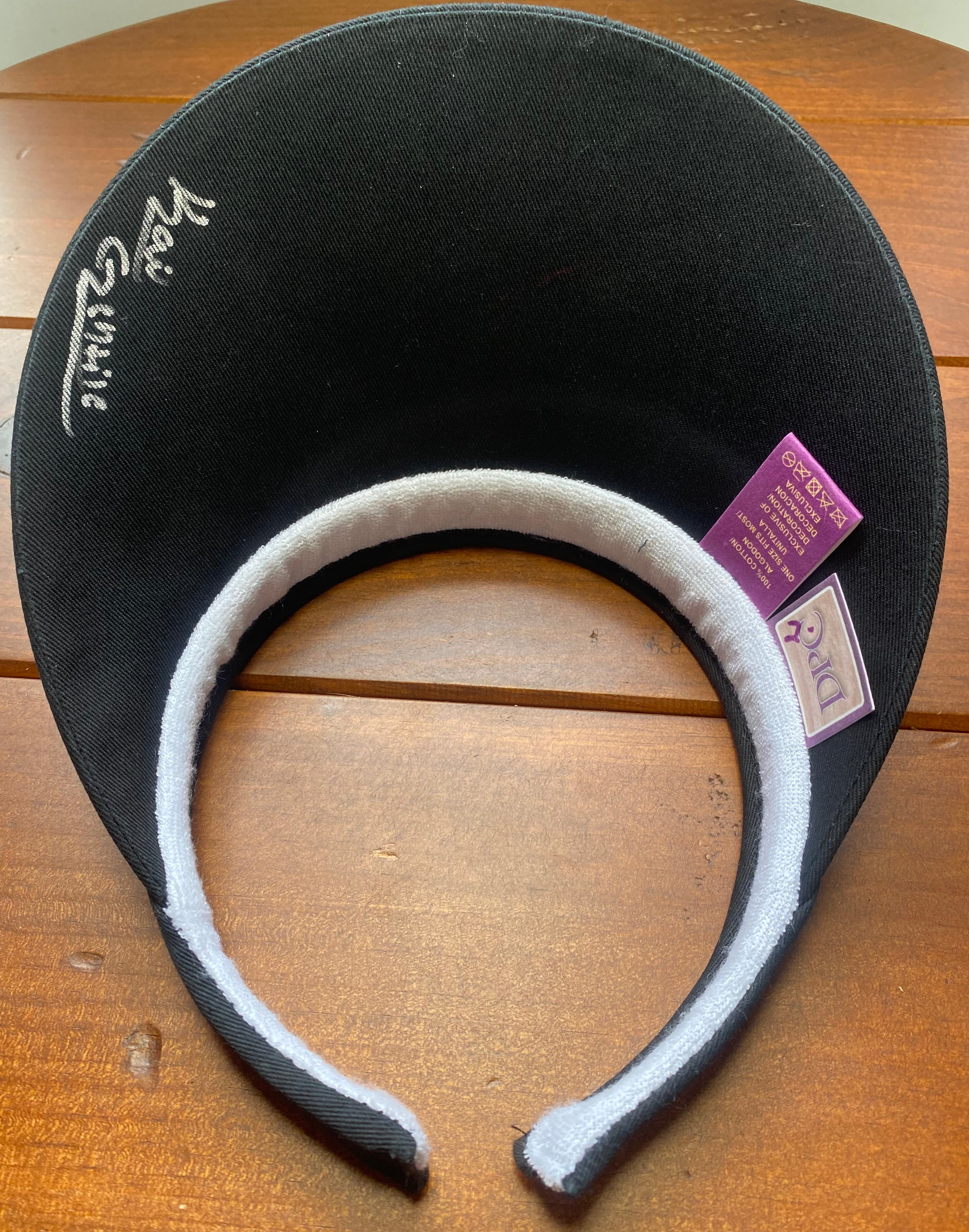 Pink Octopus Hat, black, Original Hand Painted, Visor