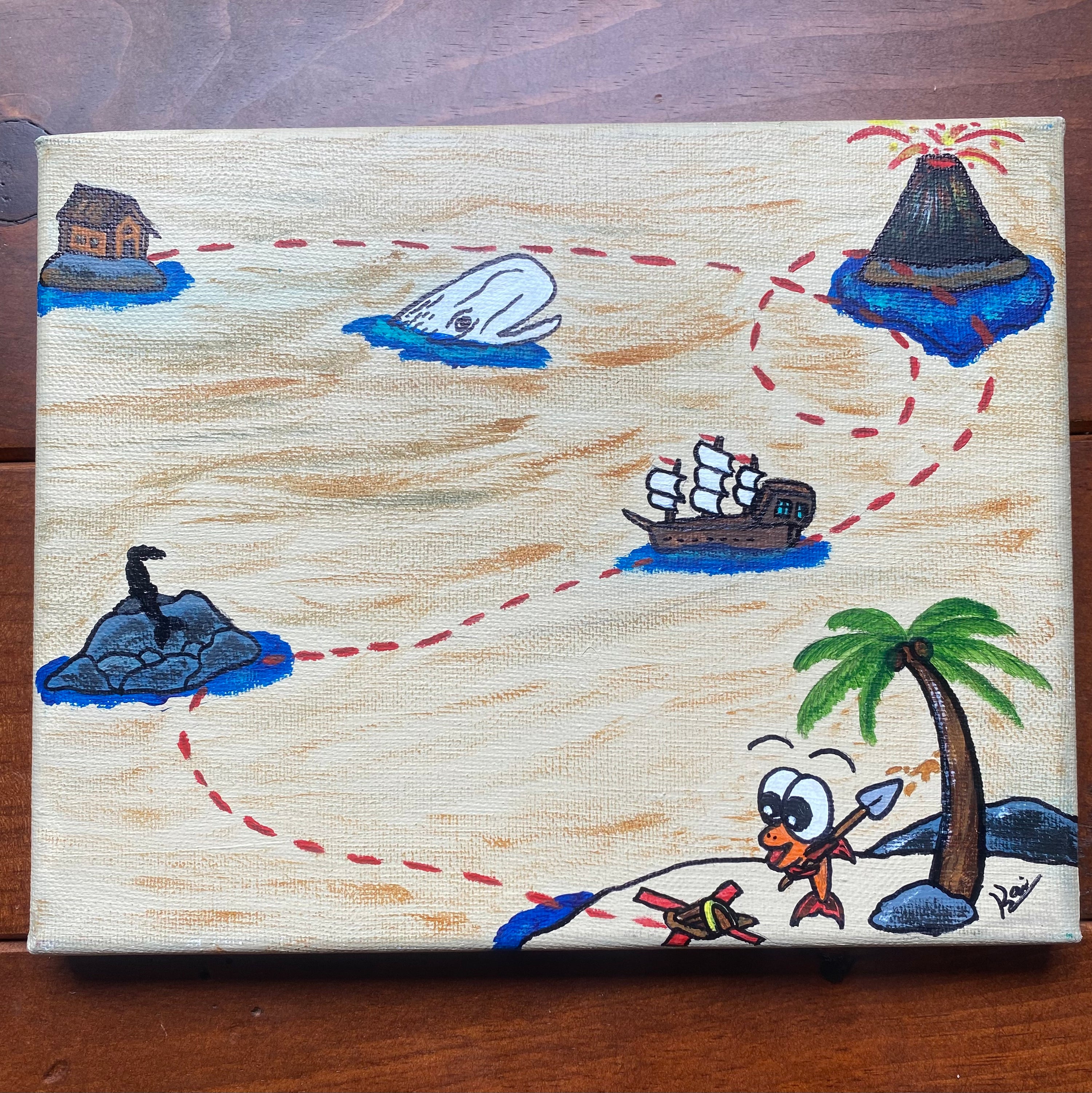 "Fishy on the Map " By Kai Gentile Original Painting
