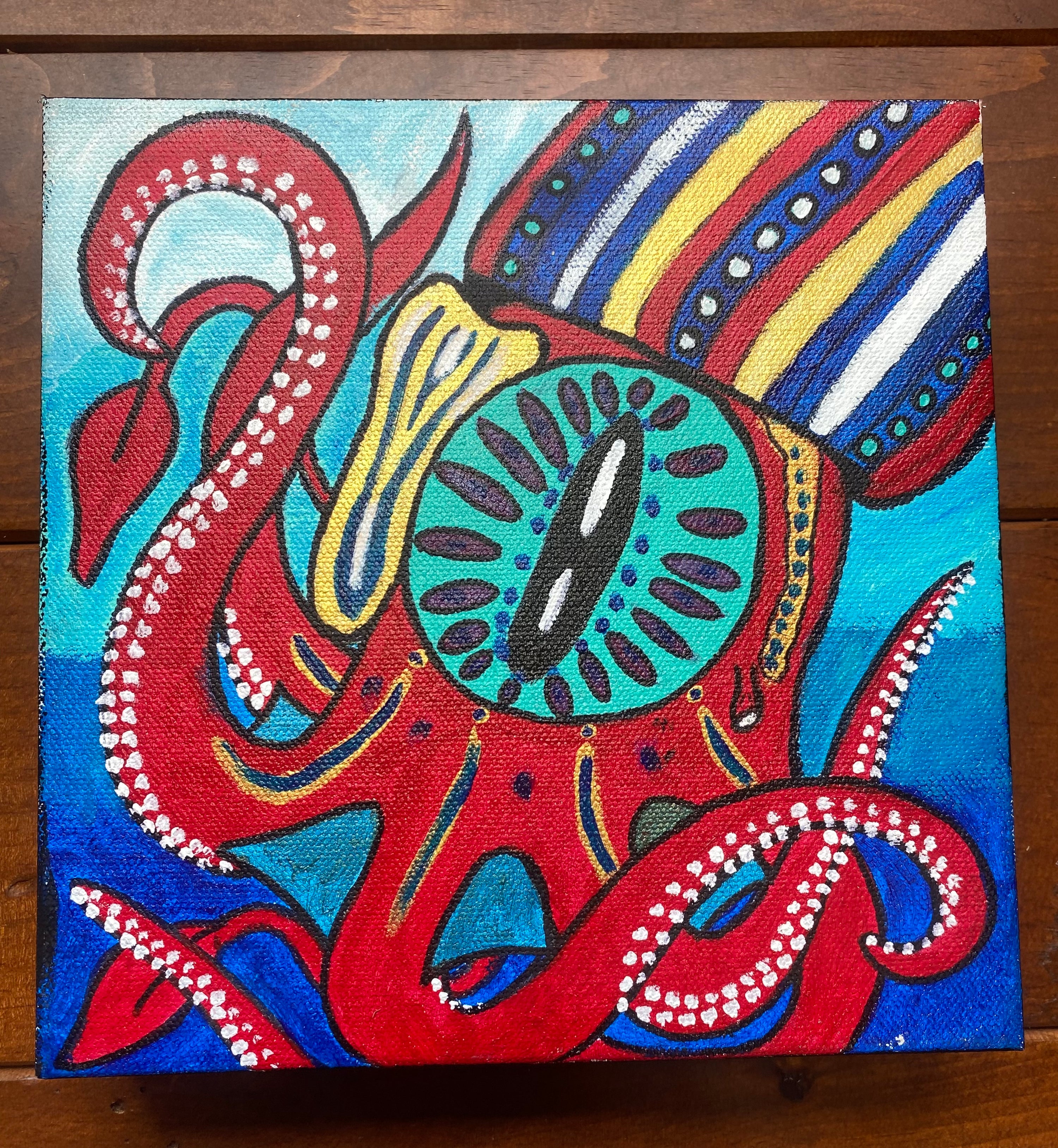 "Red Fancy Squid" By Kai Gentile Original Painting