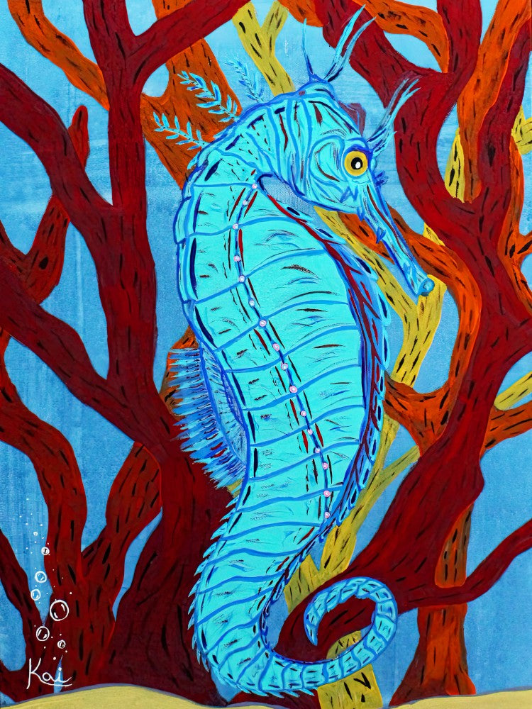 "Little Blue Seahorse" By Kai Gentile Original Painting