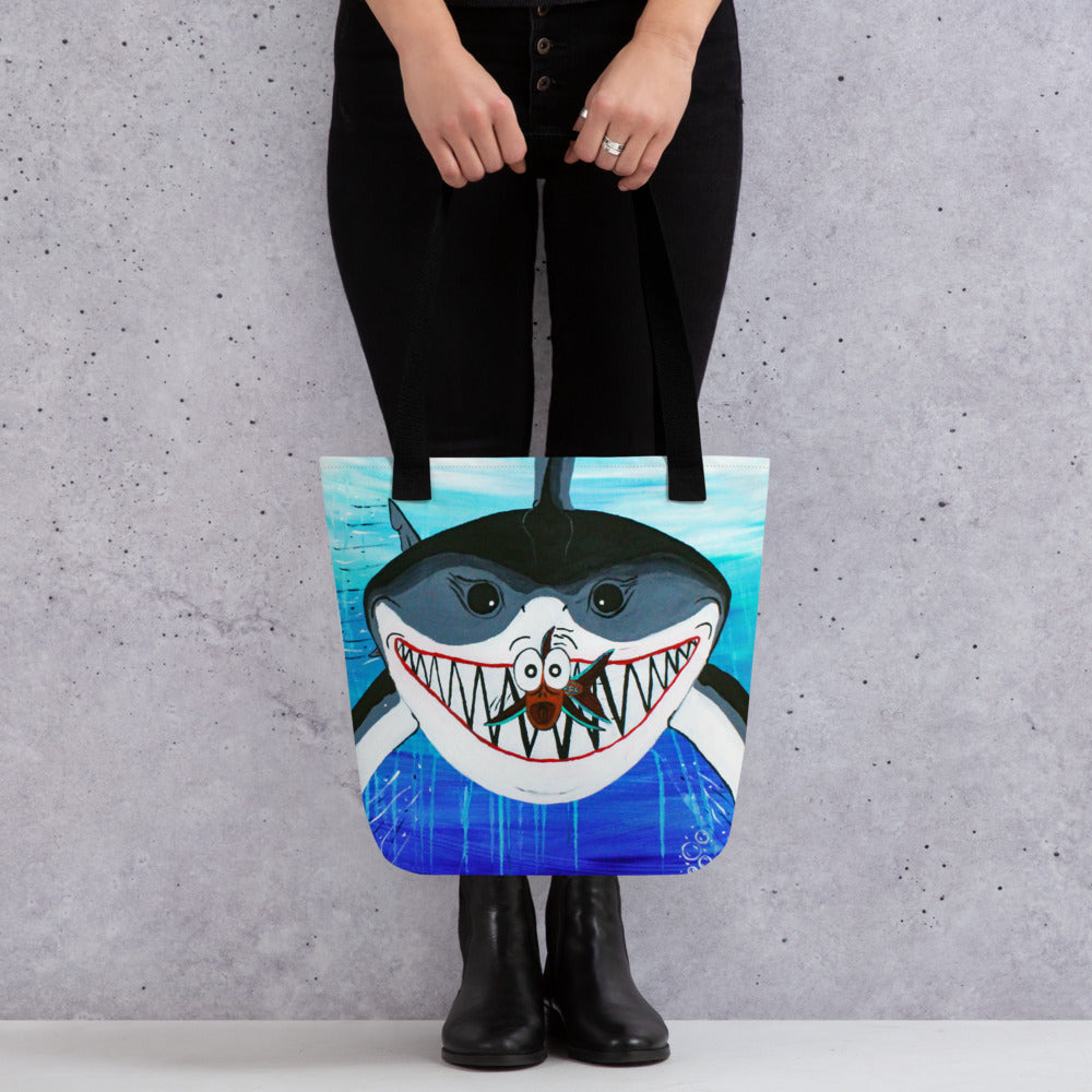 "Shark and Little Fishy" By Kai Gentile Tote bag