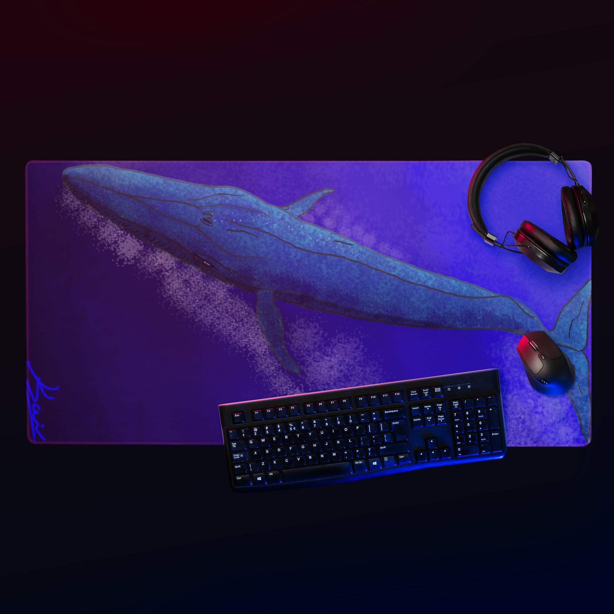 "Blue Whale" By Kai Gentile Gaming Mouse Pad