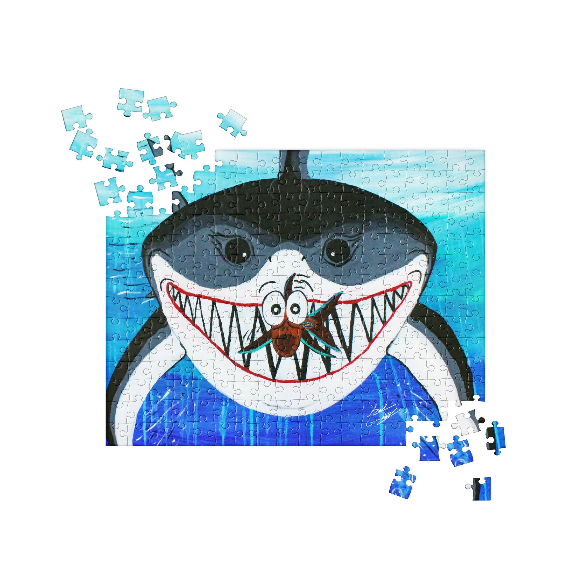 "Shark and Little Fishy" By Kai Gentile Jigsaw puzzle