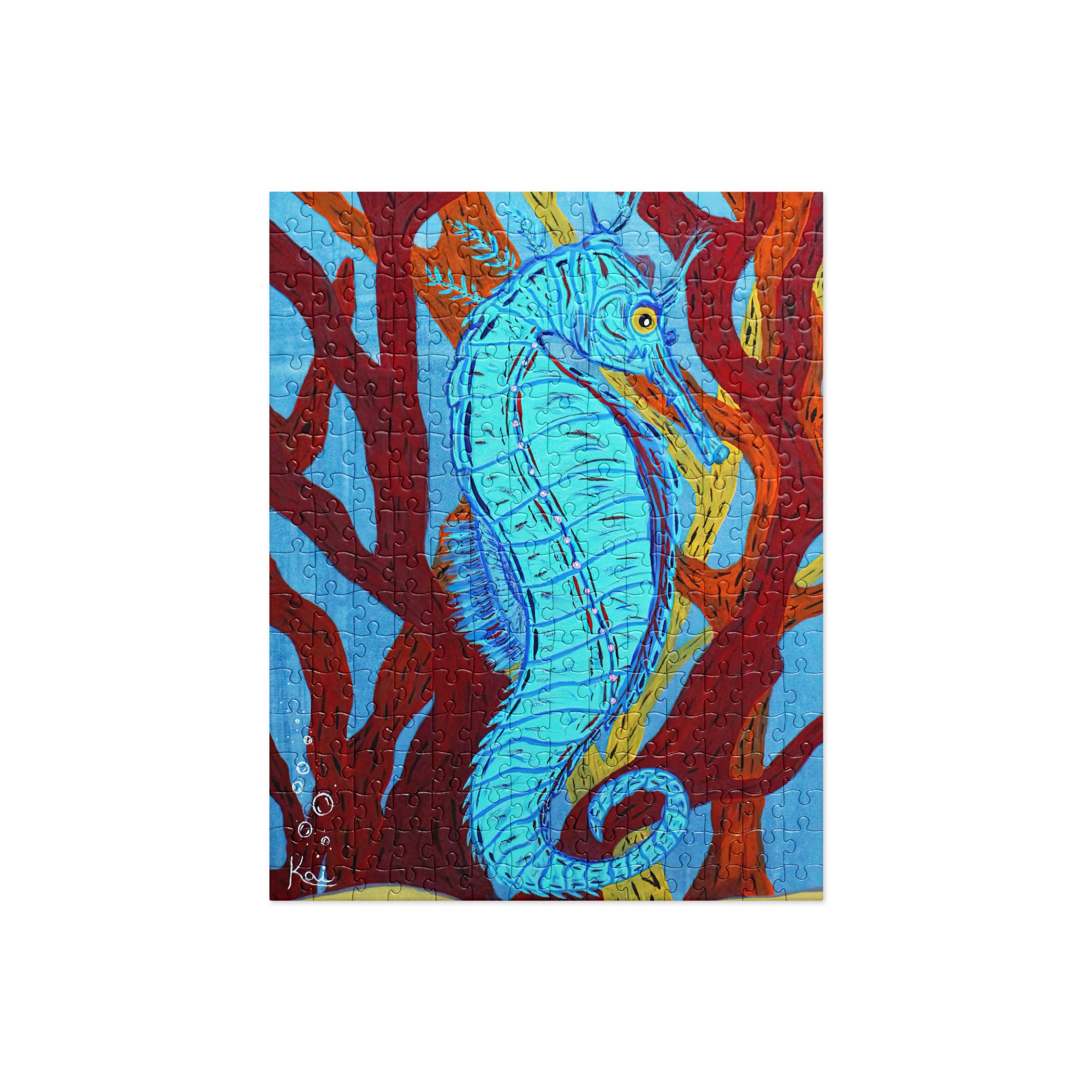 "Little Blue Sea Horse" By Kai Gentile Jigsaw Puzzle