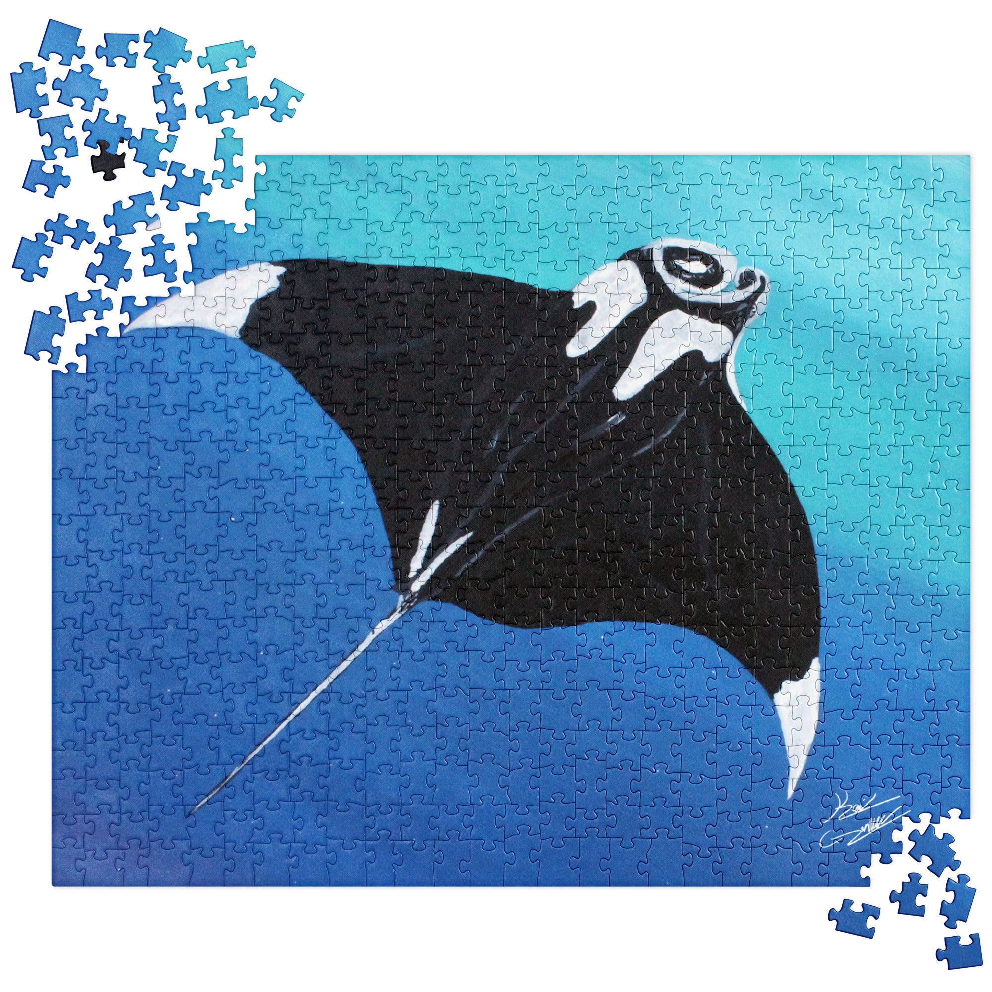 "Solo Manta Ray" By Kai Gentile Jigsaw Puzzle