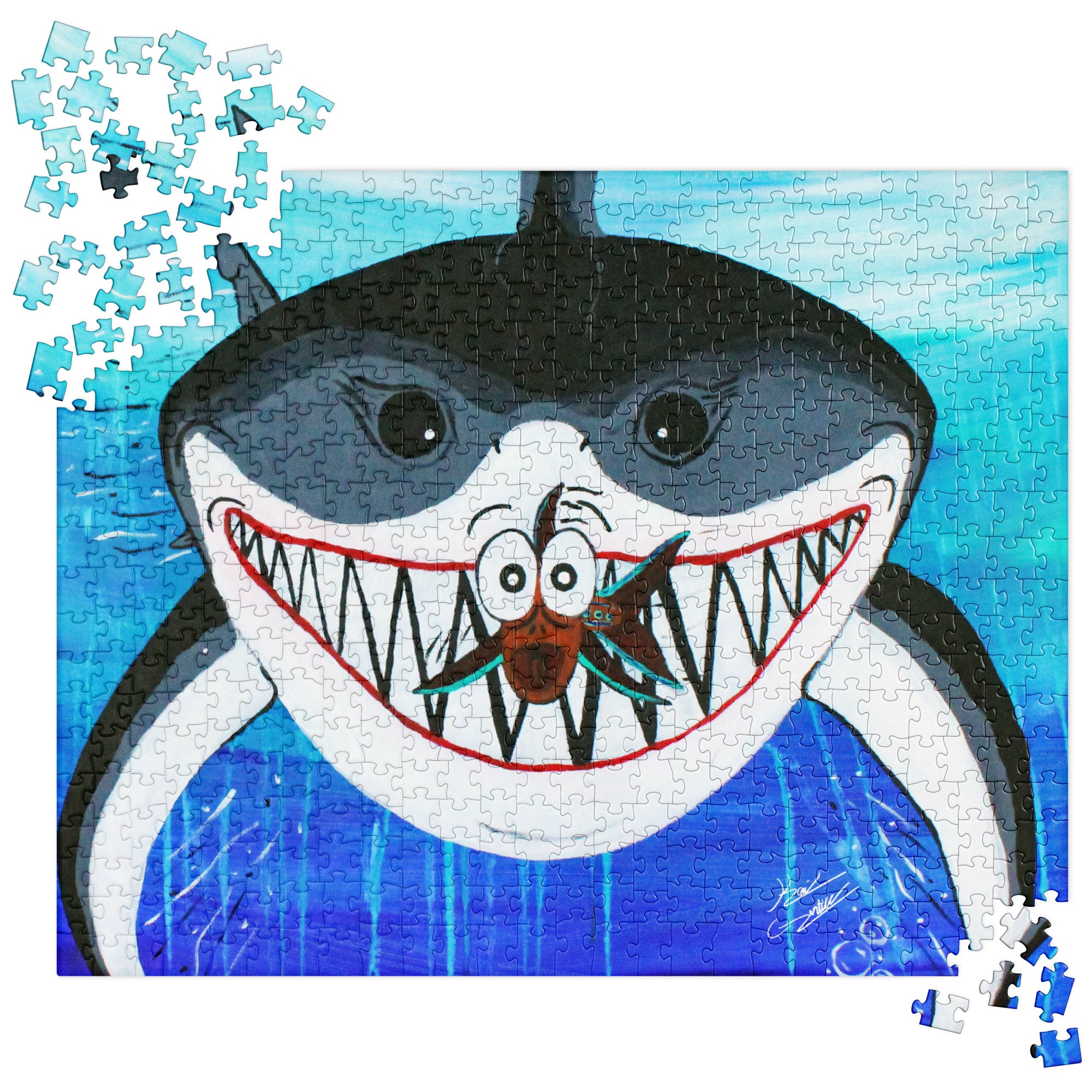 "Shark and Little Fishy" By Kai Gentile Jigsaw puzzle