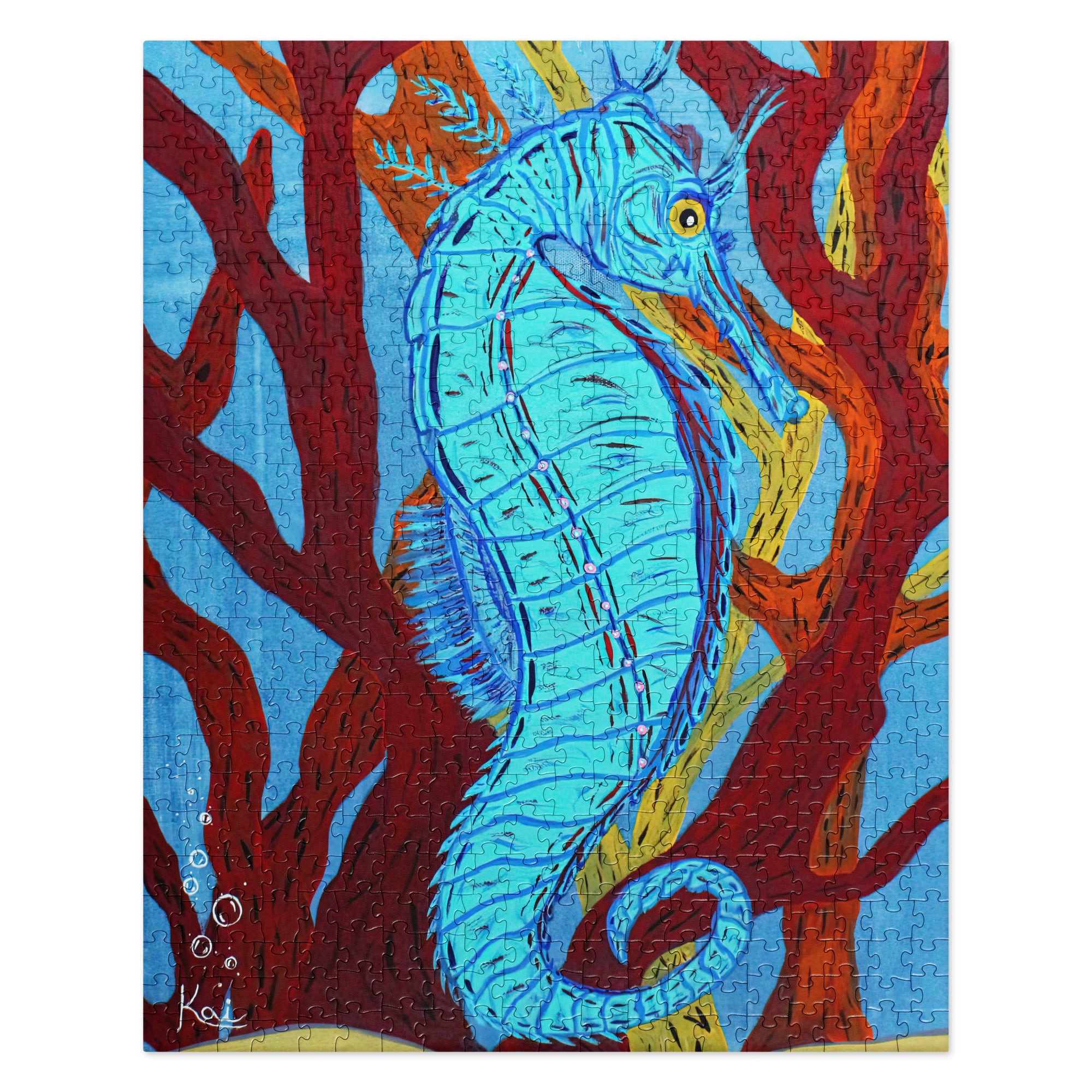 "Little Blue Sea Horse" By Kai Gentile Jigsaw Puzzle