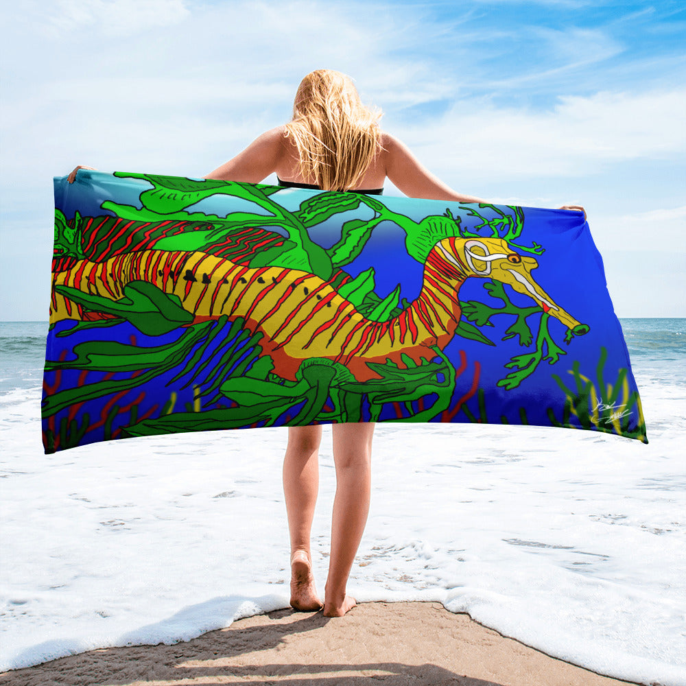 "Leafy Sea Dragon" By Kai Gentile Towel