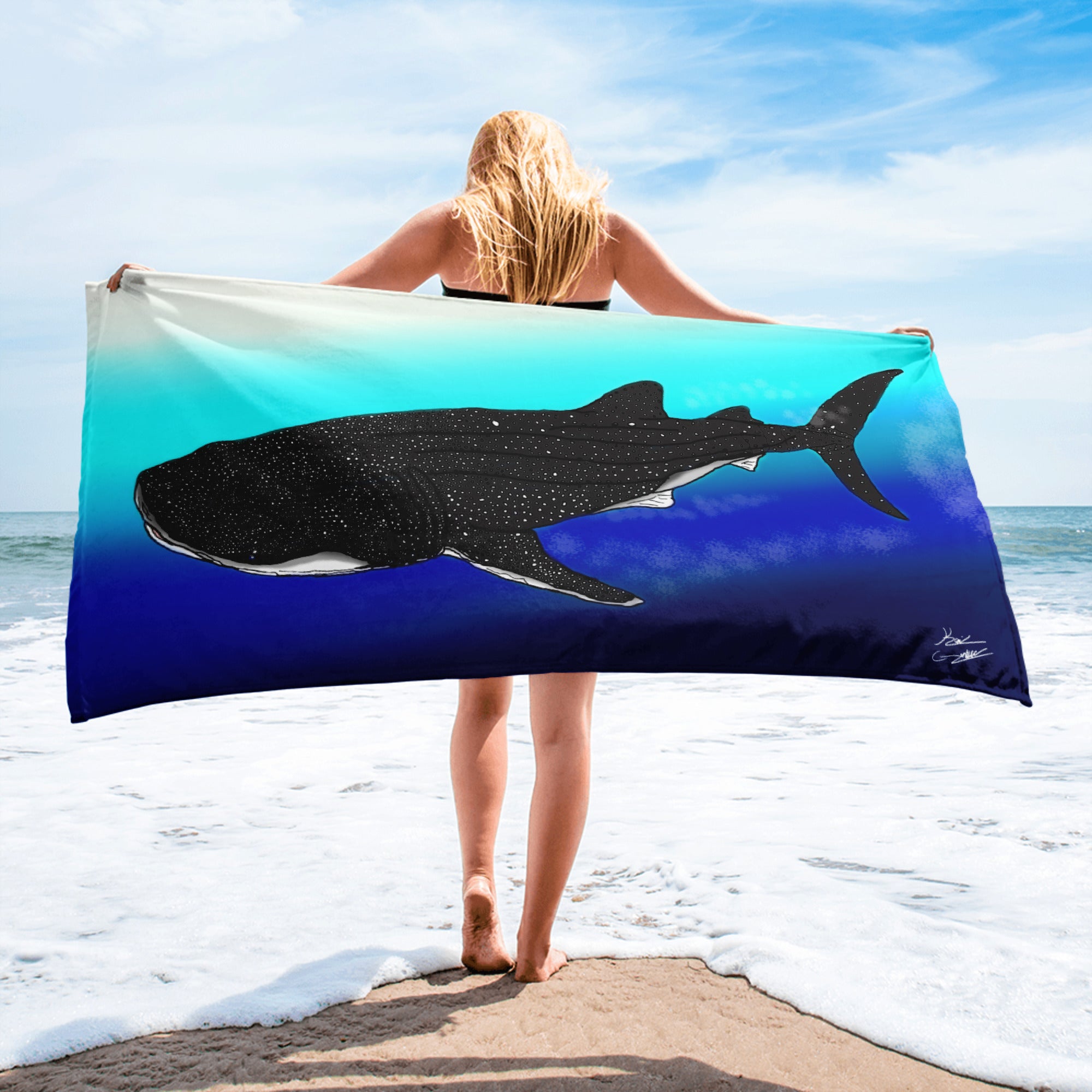 "Whale Shark" By Kai Gentile Towel