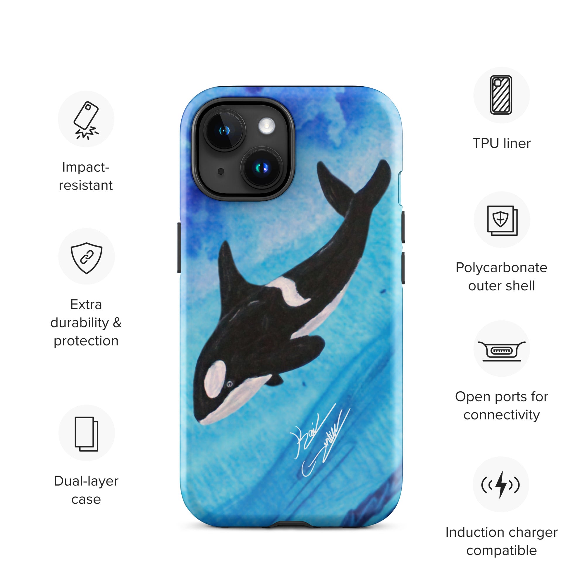 "Killer Whale" By Kai Gentile iPhone Case